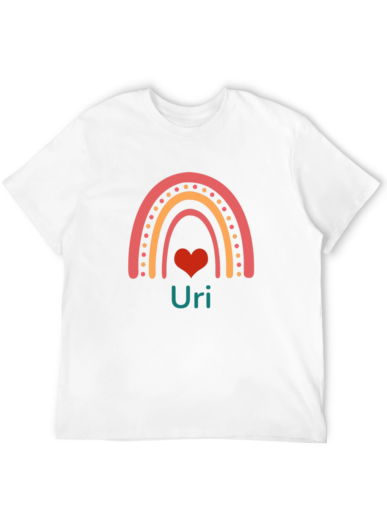 Rainbow Uri Heart Graphic T-Shirt