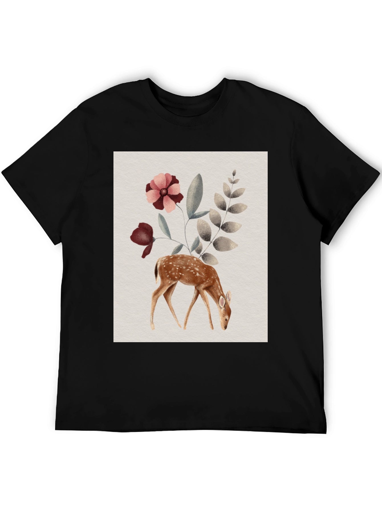 Deer Floral Graphic Tee - Nature Inspired Shirt