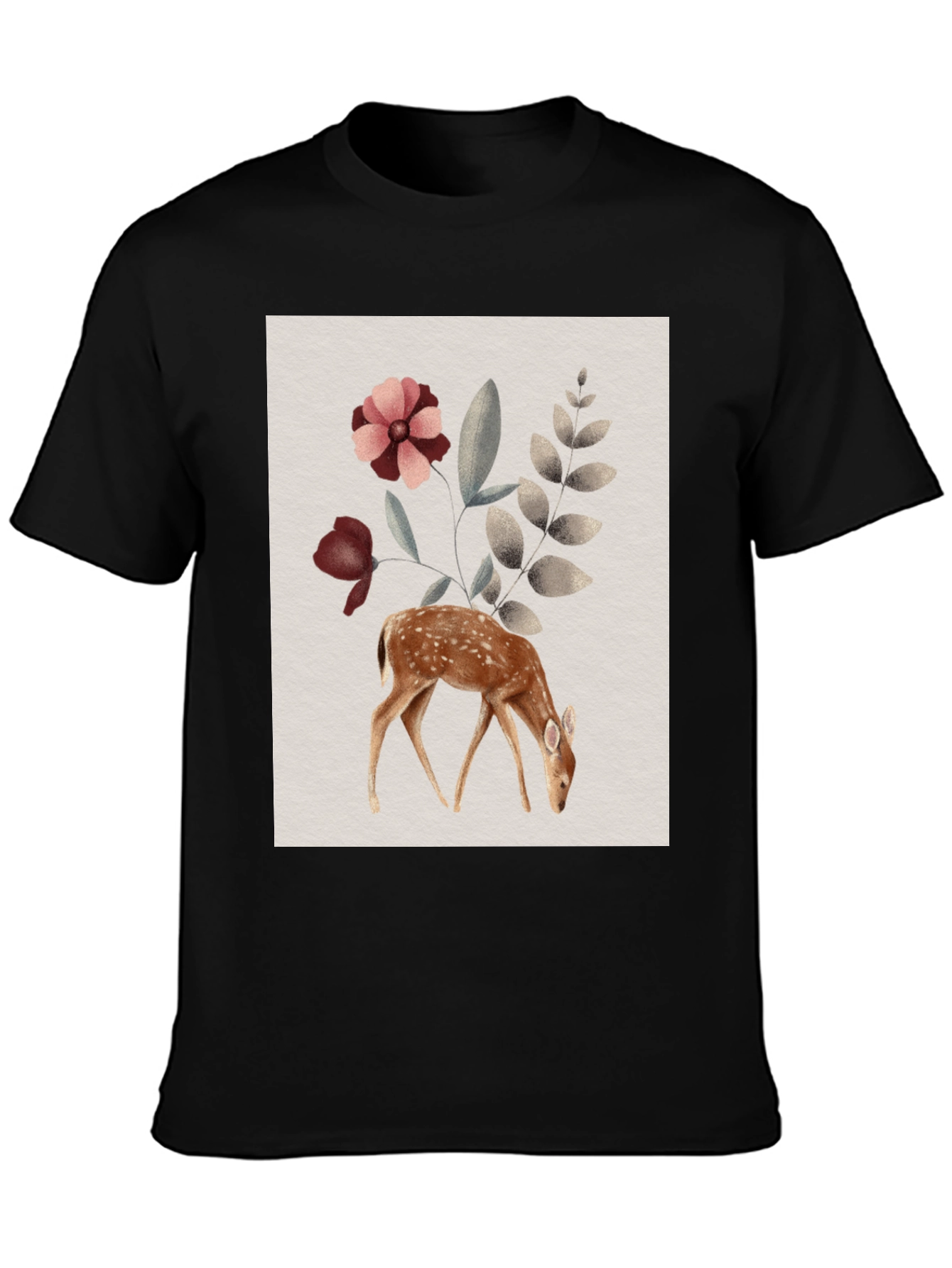 Deer Floral Graphic Tee - Nature Inspired Shirt