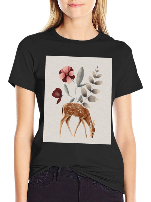 Deer Floral Graphic Tee - Nature Inspired Shirt
