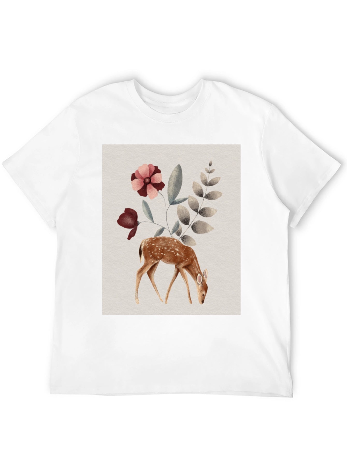 Deer Floral Graphic Tee - Nature Inspired Shirt