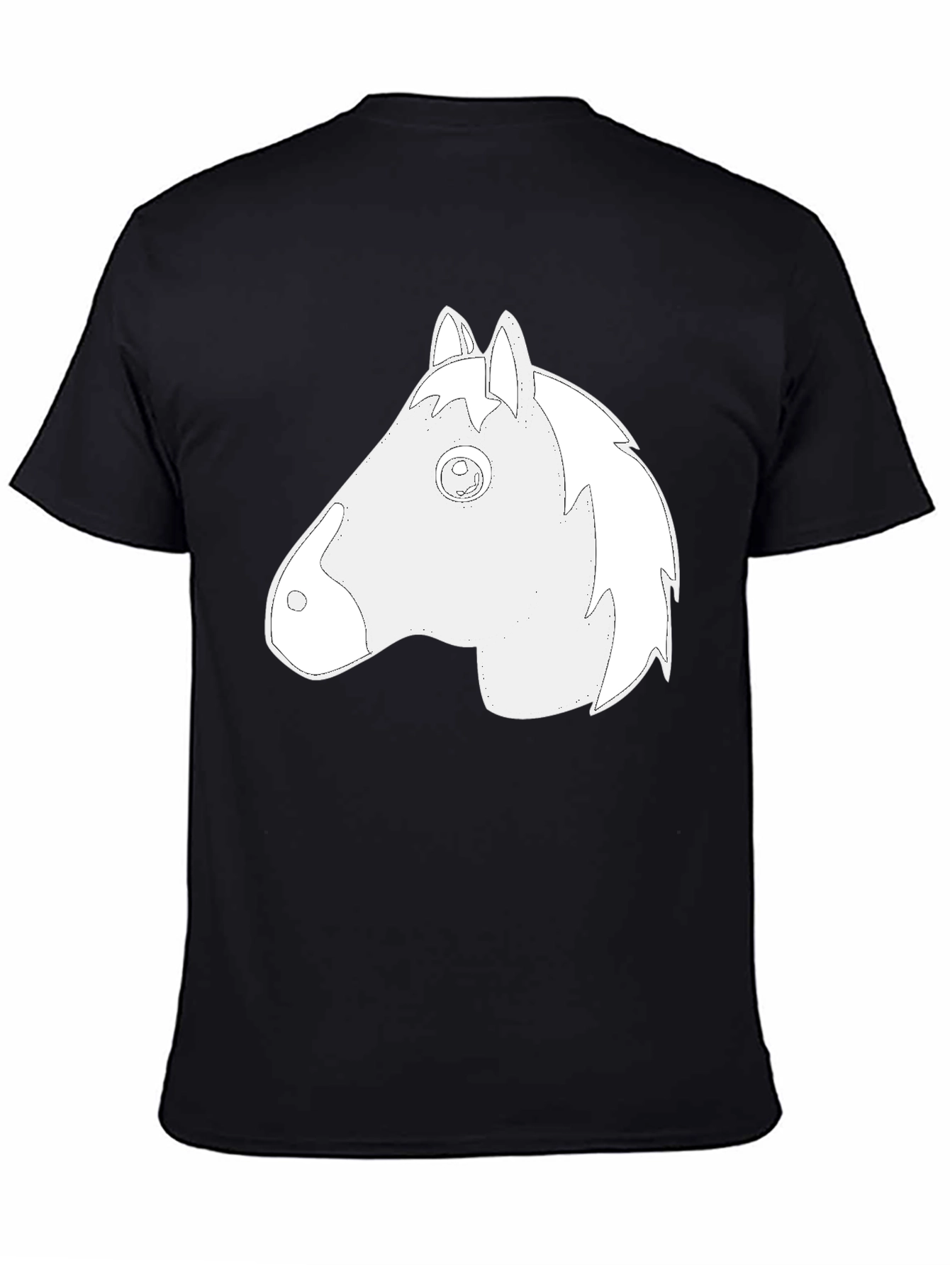 Black T-Shirt with Horse Head Graphic