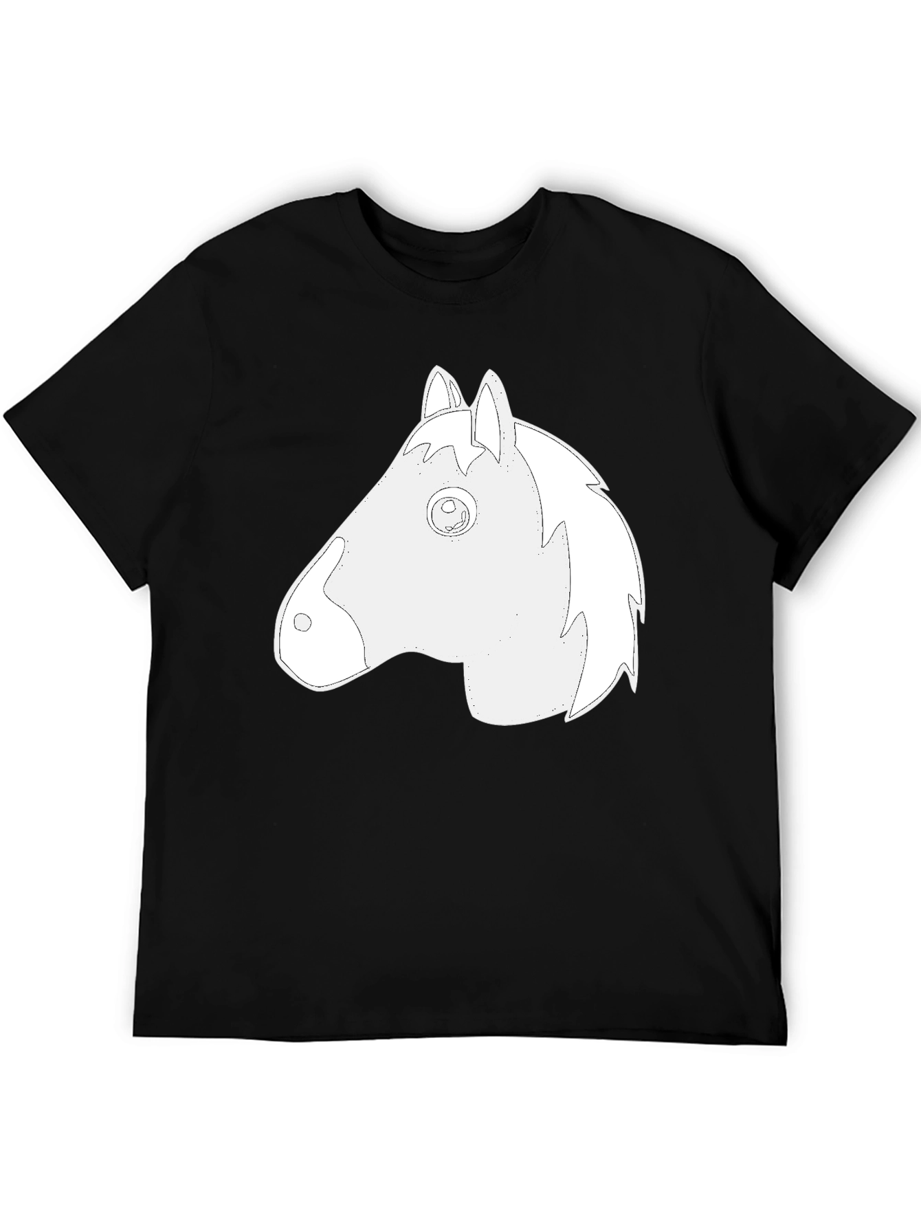 Black T-Shirt with Horse Head Graphic