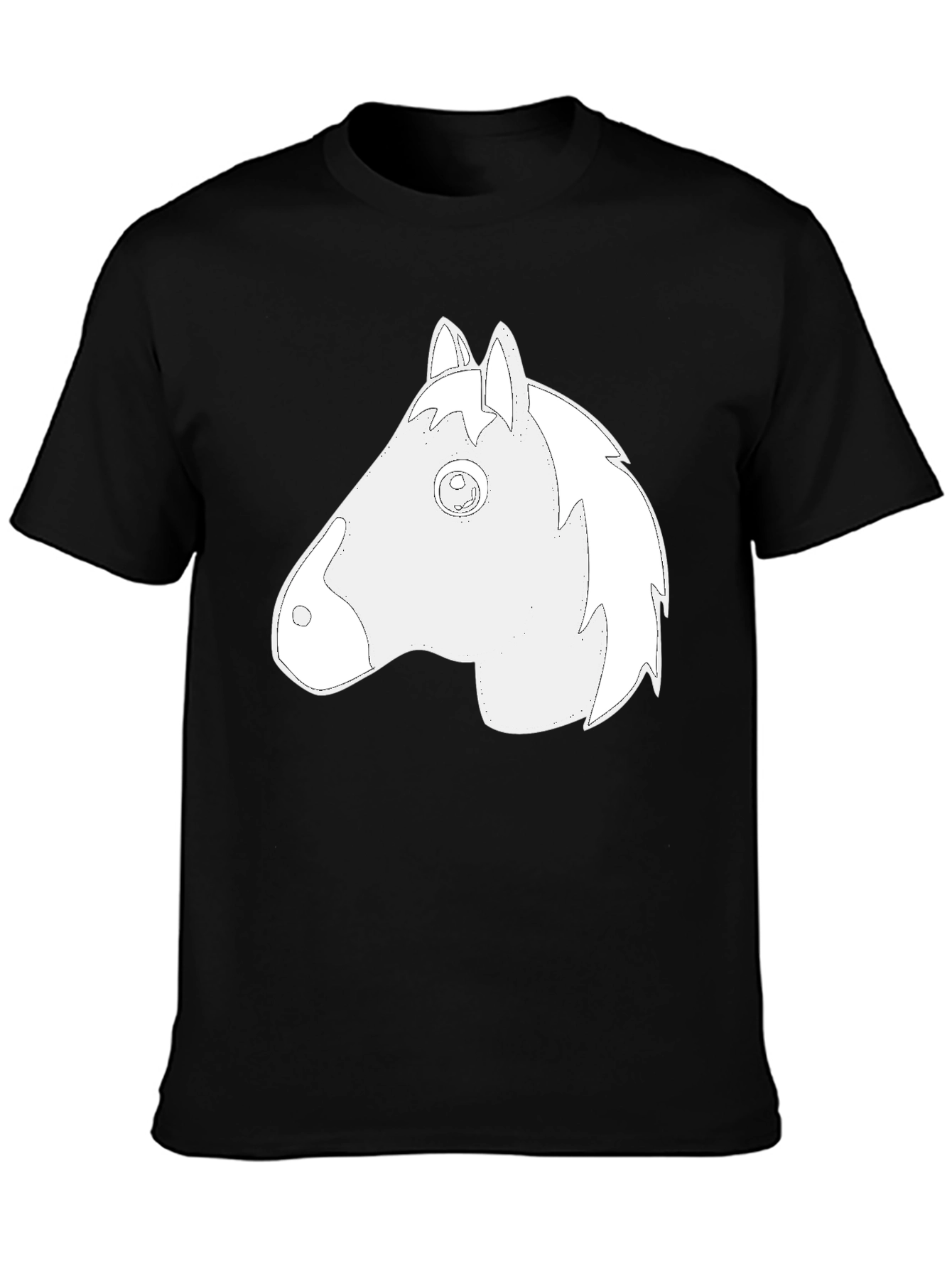 Black T-Shirt with Horse Head Graphic
