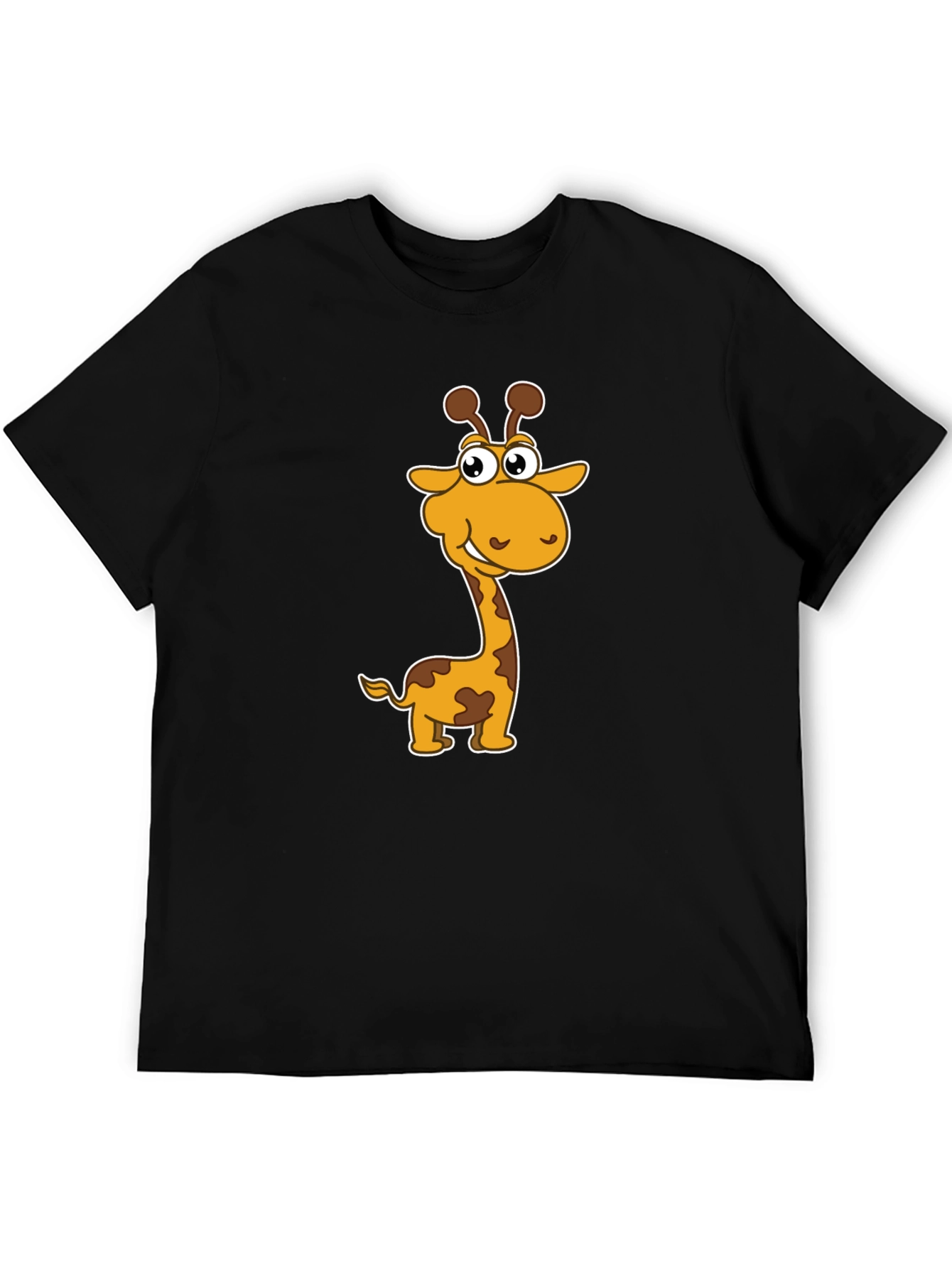 Cartoon Giraffe Graphic Tee - Mens Black T-Shirt