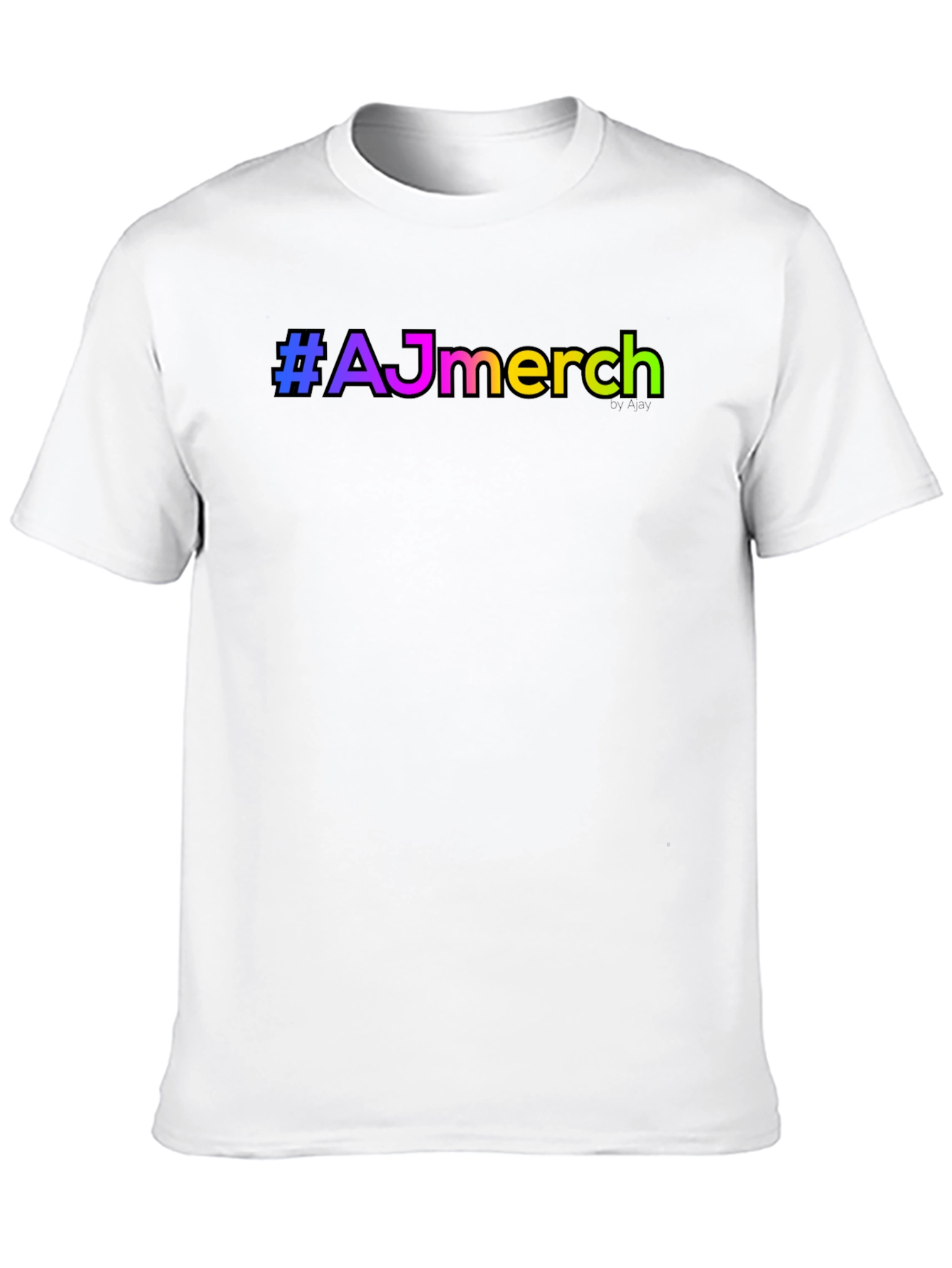 #AJmerch Rainbow Text Black T-Shirt