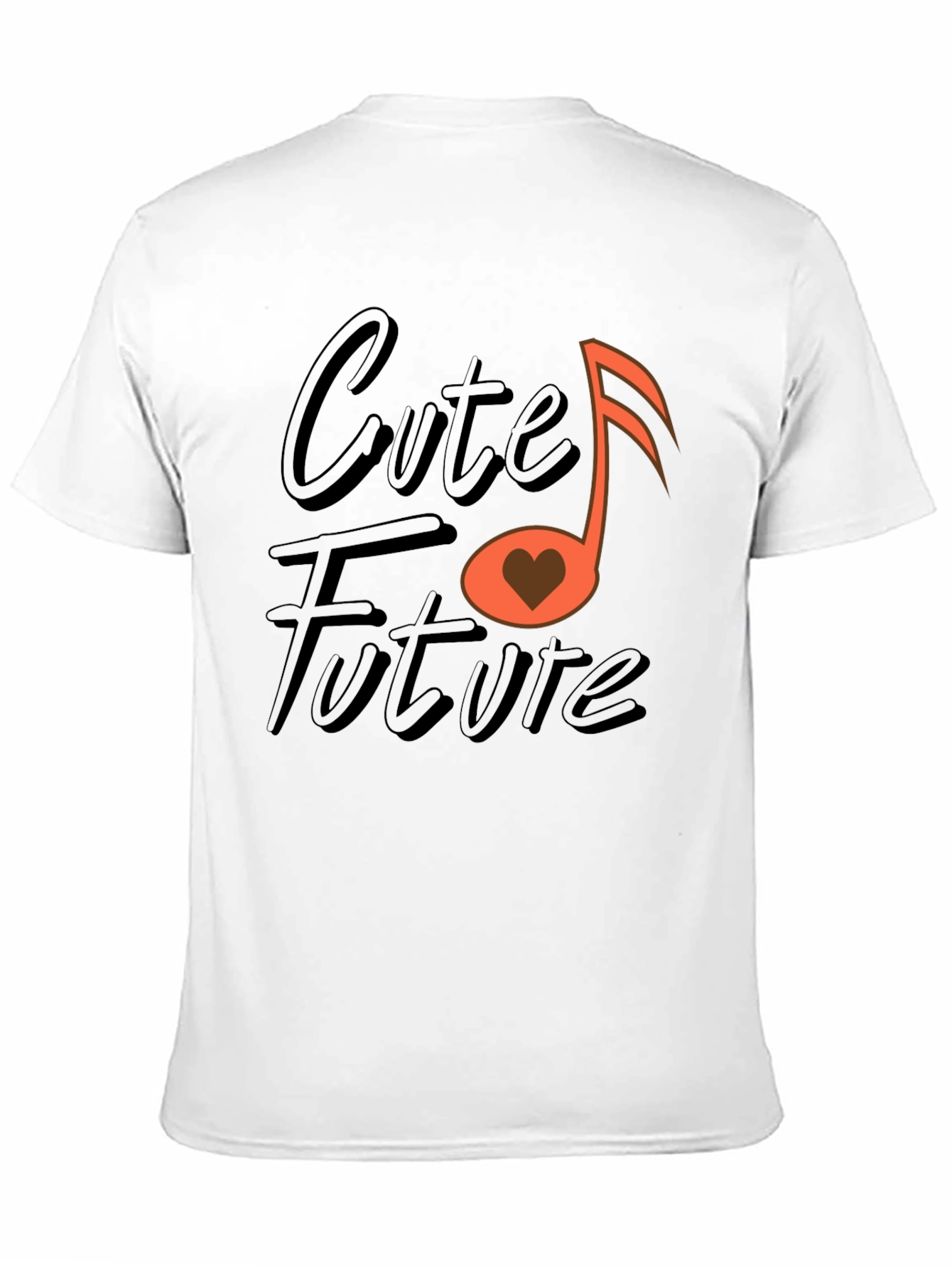 Cute Future Music Heart Graphic Black T-Shirt