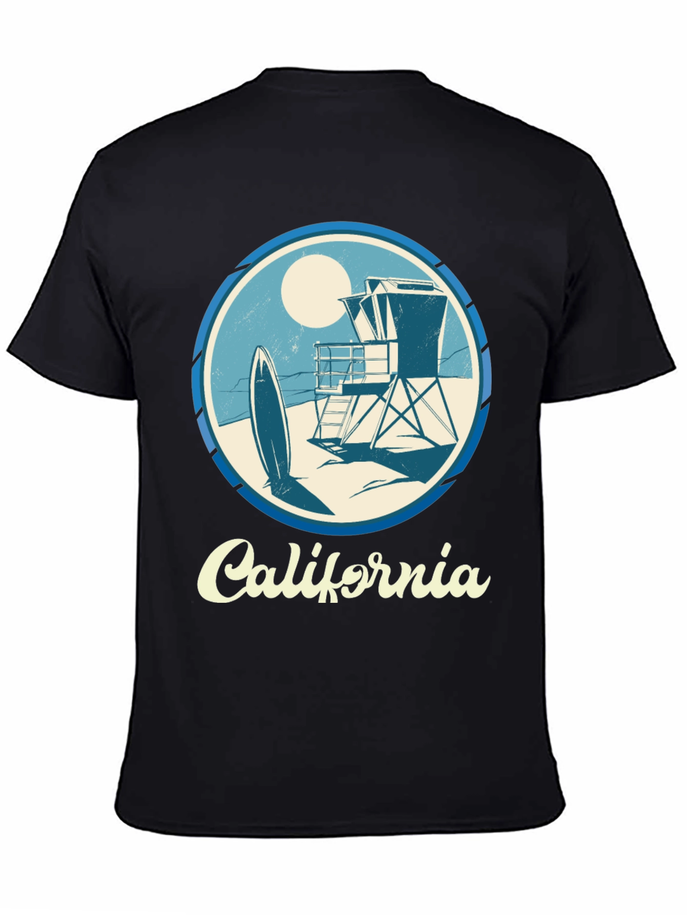 California Surf Scene Graphic T-Shirt - Black