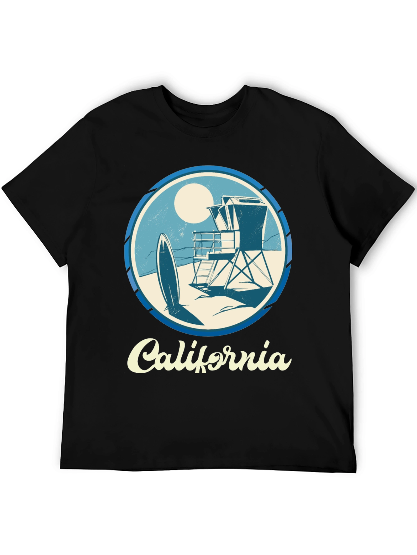 California Surf Scene Graphic T-Shirt - Black
