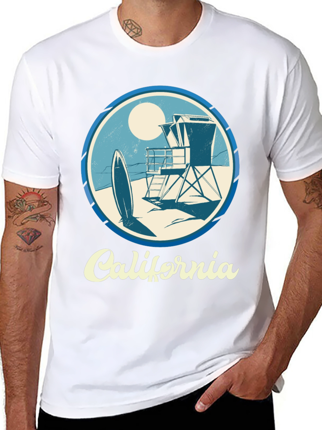 California Surf Scene Graphic T-Shirt - Black