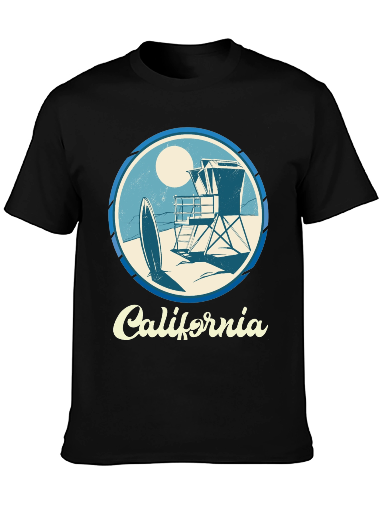 California Surf Scene Graphic T-Shirt - Black