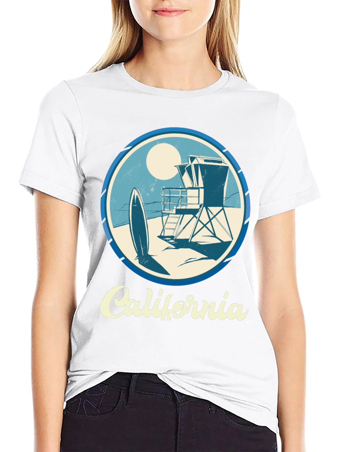 California Surf Scene Graphic T-Shirt - Black