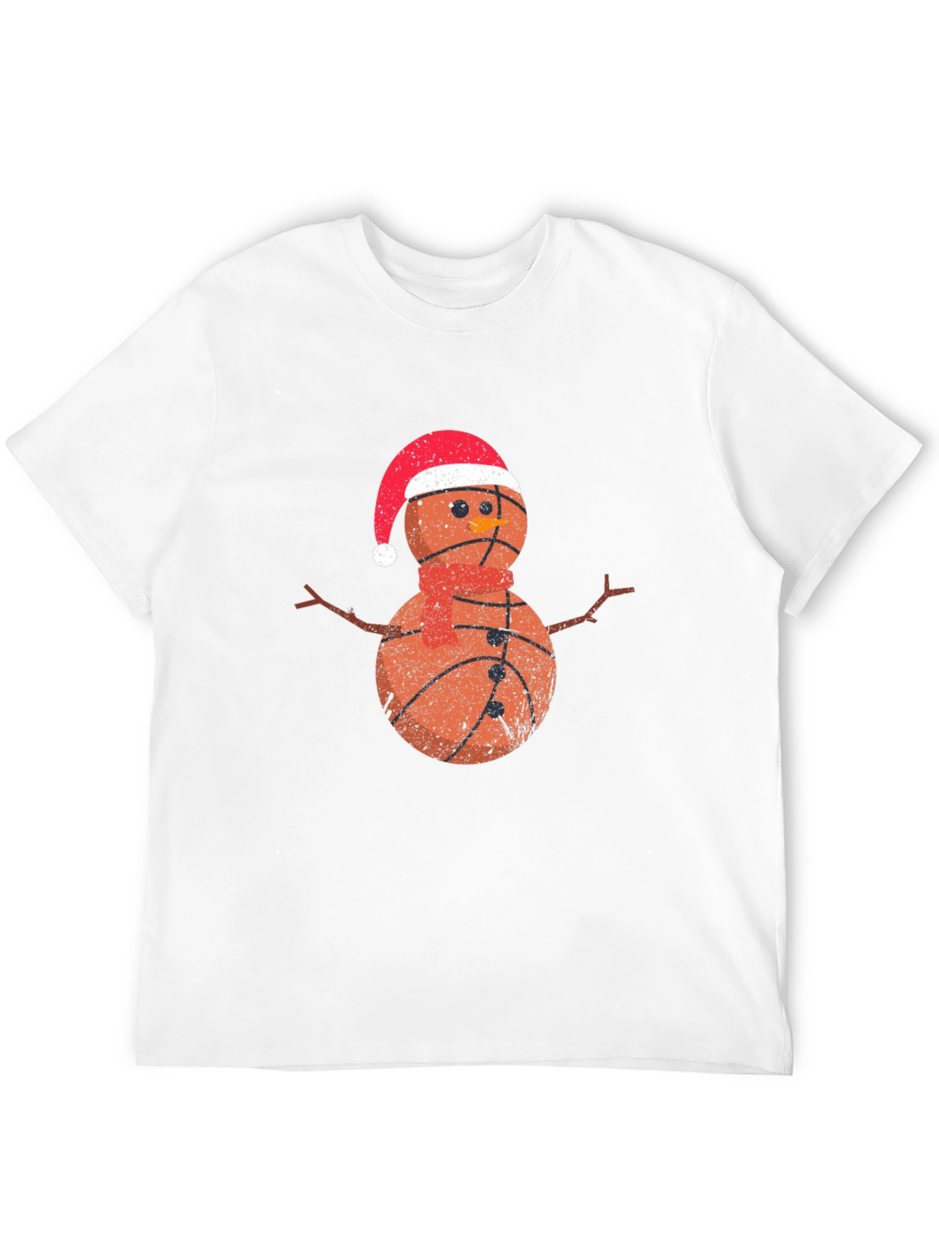 Basketball Snowman Christmas Graphic T-Shirt