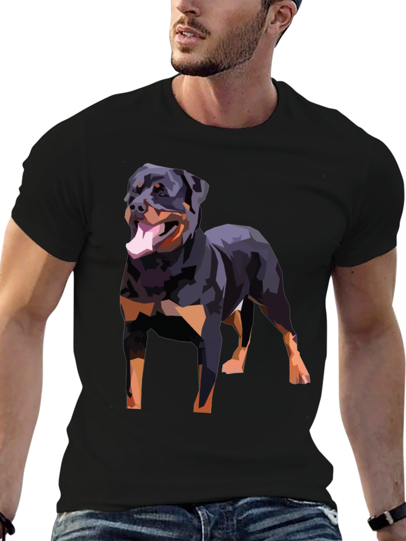 Rottweiler Dog Graphic Tee - Black Short Sleeve