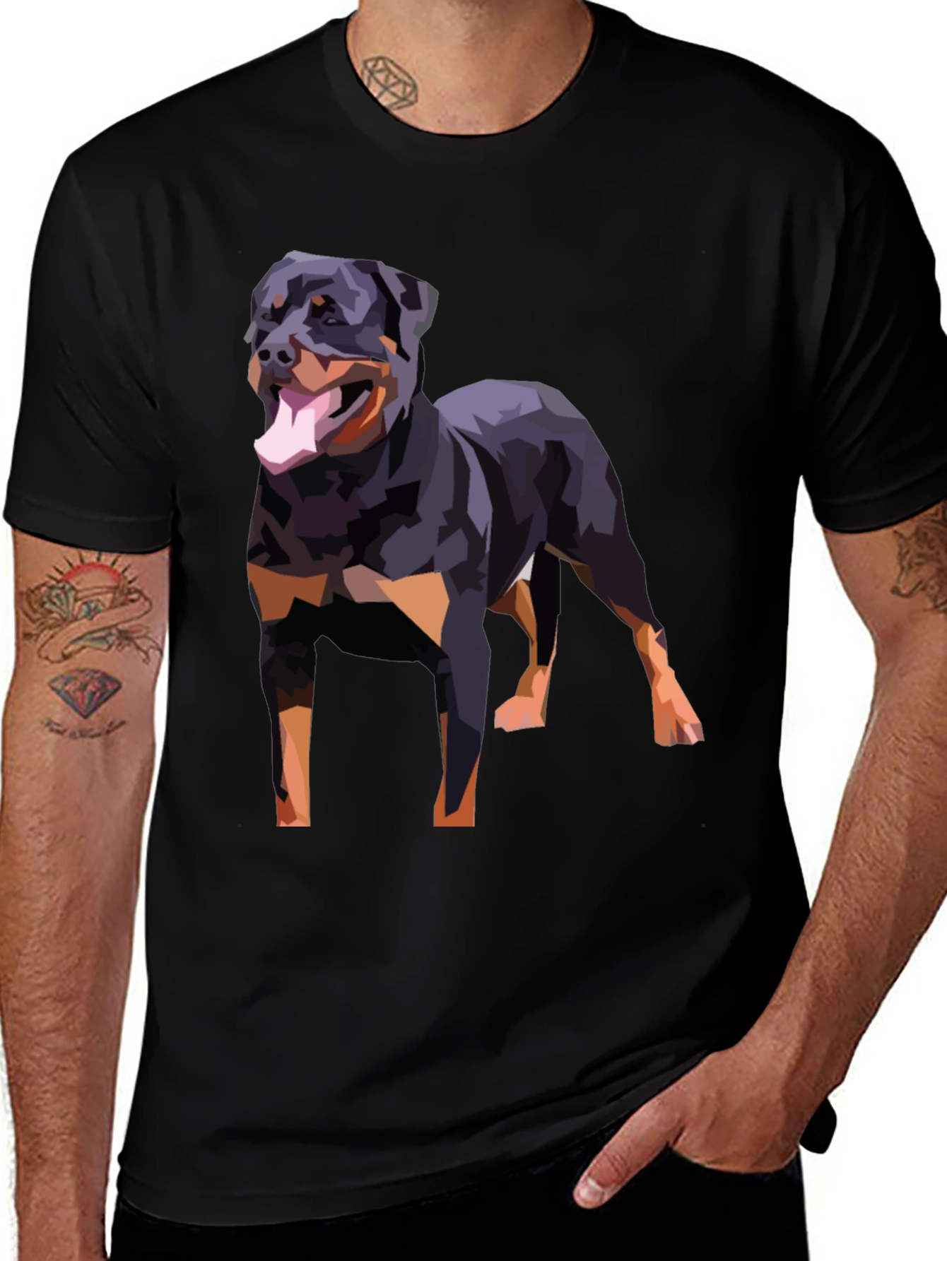 Rottweiler Dog Graphic Tee - Black Short Sleeve