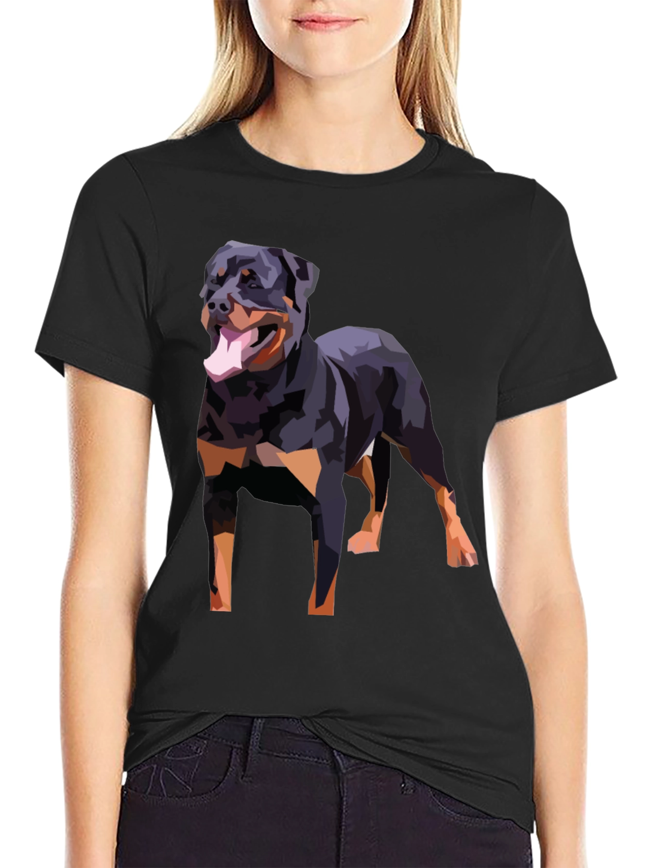 Rottweiler Dog Graphic Tee - Black Short Sleeve