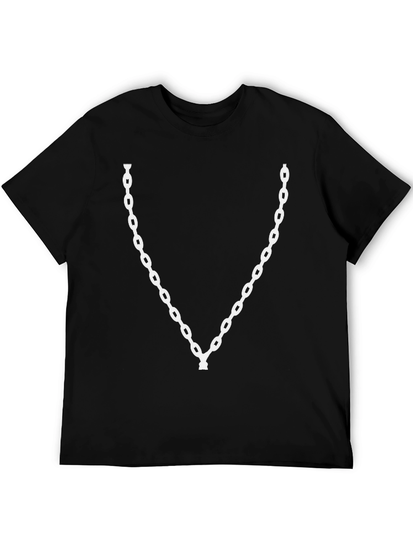 Chain Graphic Tee - Black Cotton Blend T-Shirt