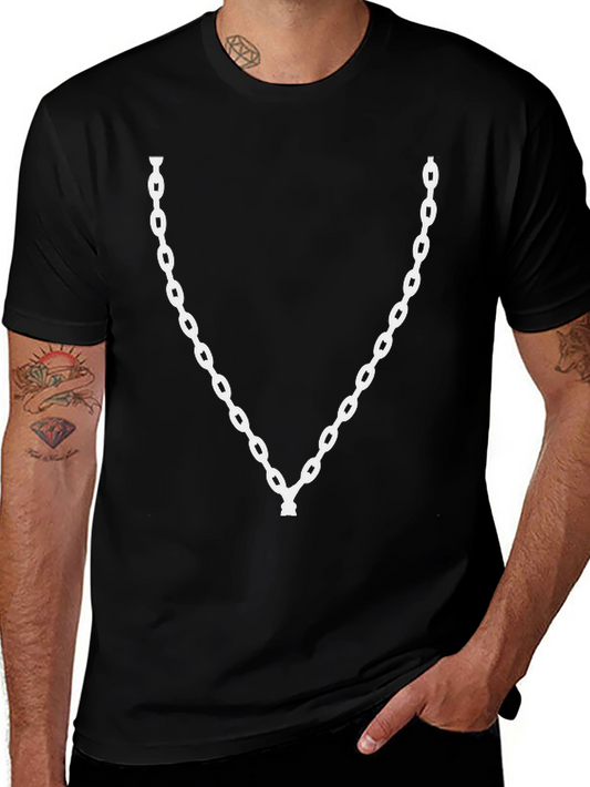 Chain Graphic Tee - Black Cotton Blend T-Shirt