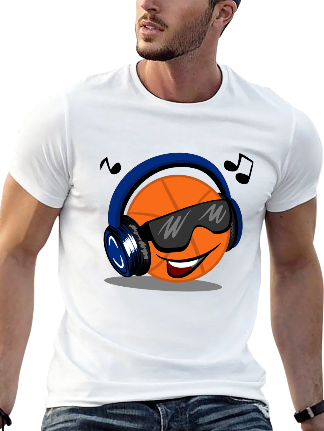 Cool Basketball Headphones Graphic T-Shirt