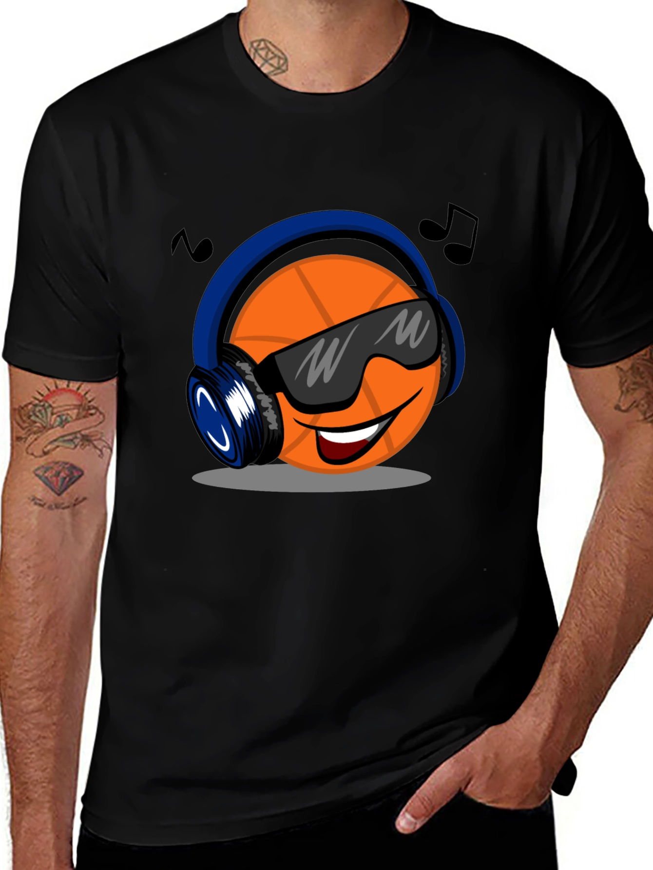 Cool Basketball Headphones Graphic T-Shirt