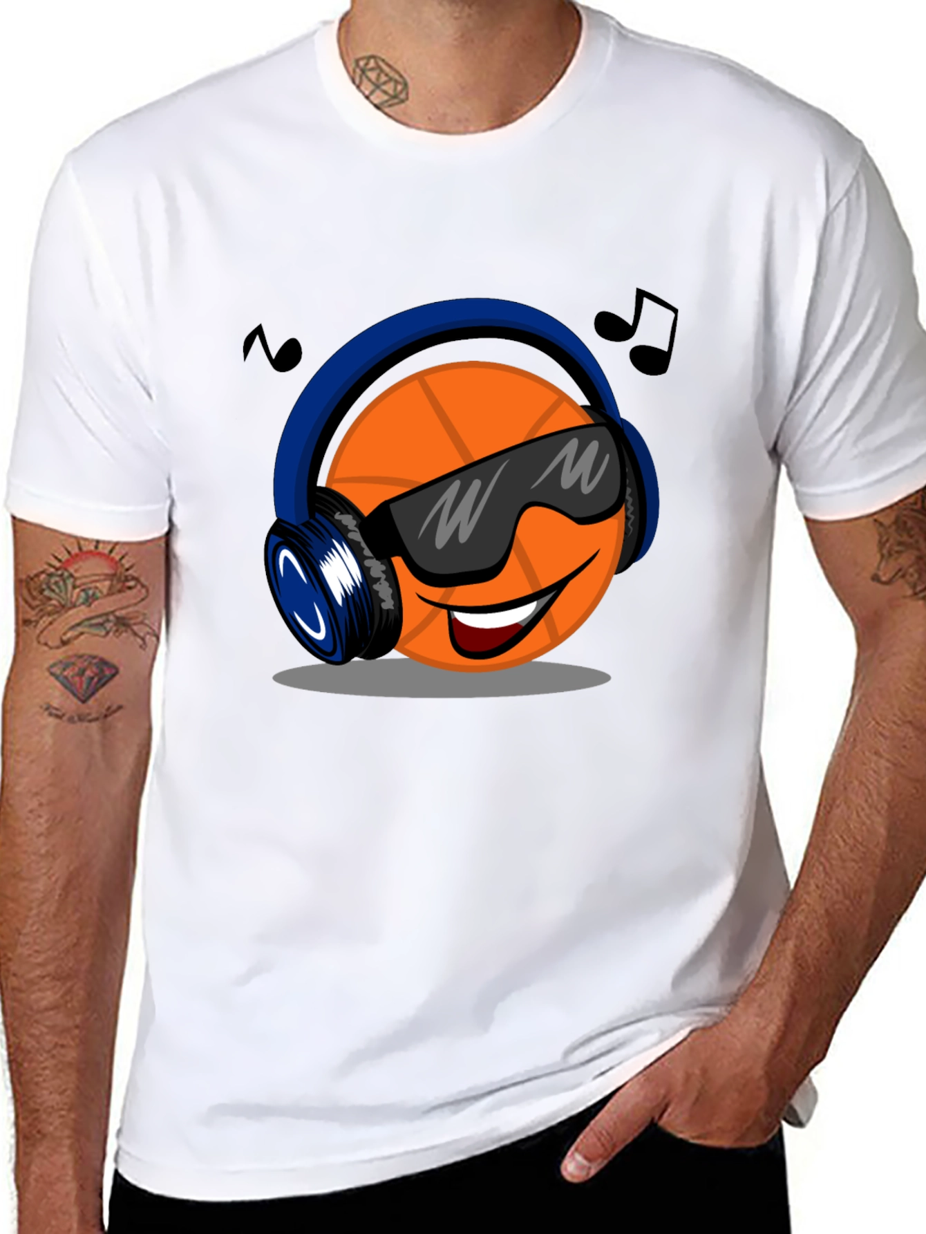 Cool Basketball Headphones Graphic T-Shirt