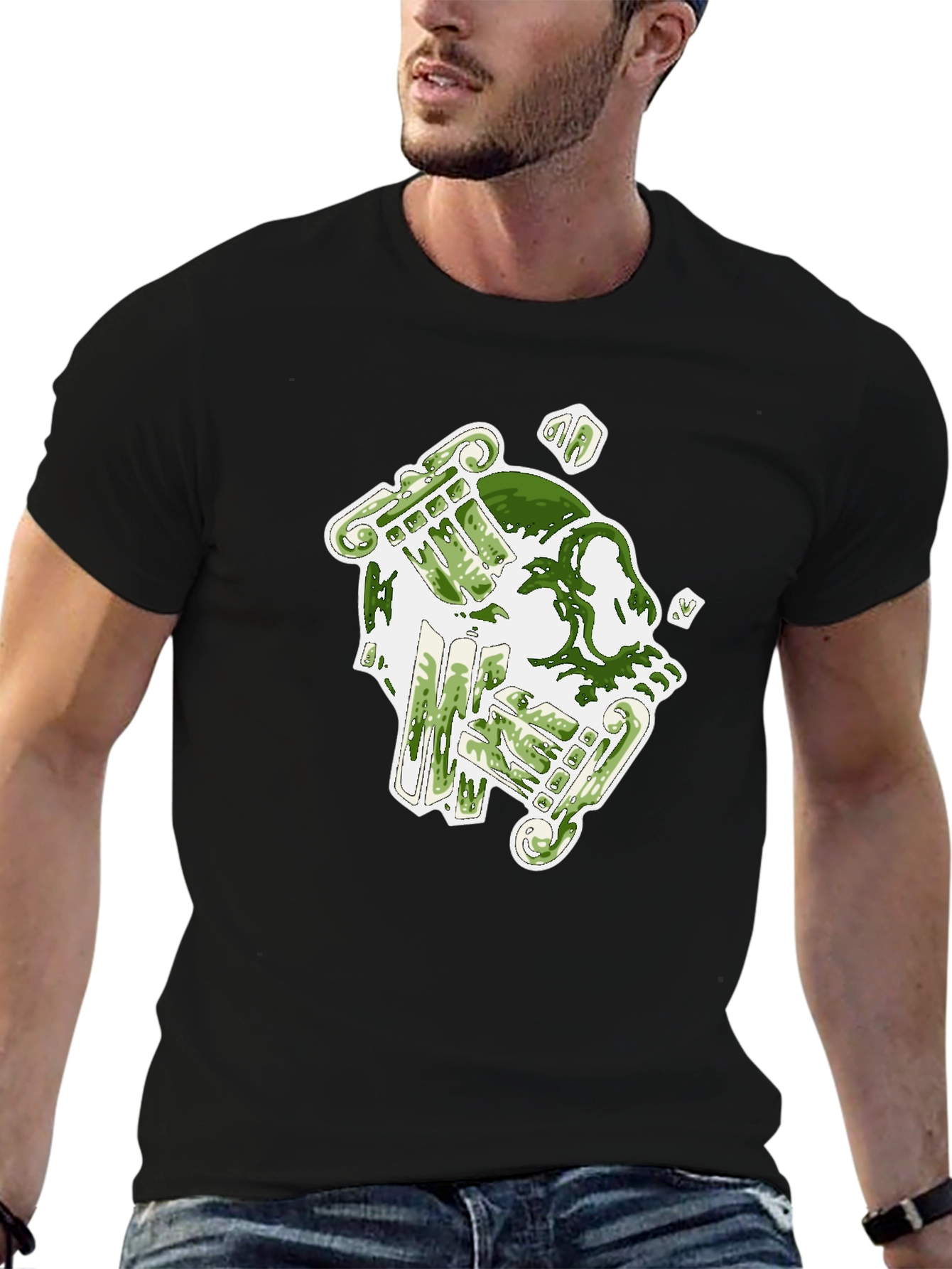 Abstract Graphic Print T-Shirt - Modern Art Style