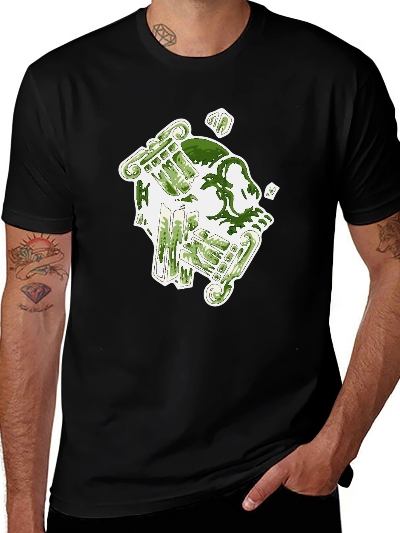 Abstract Graphic Print T-Shirt - Modern Art Style