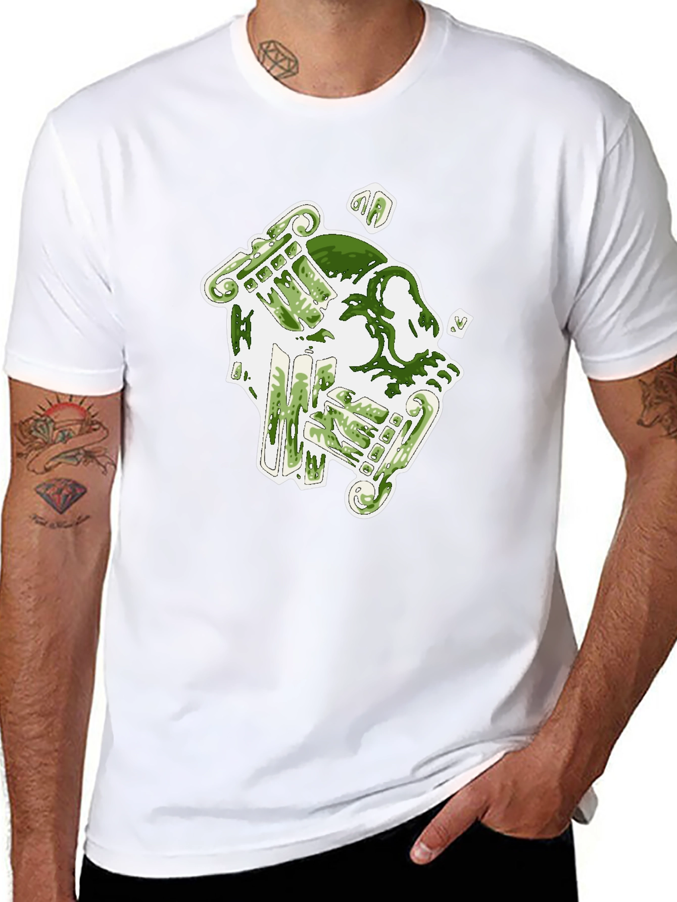 Abstract Graphic Print T-Shirt - Modern Art Style
