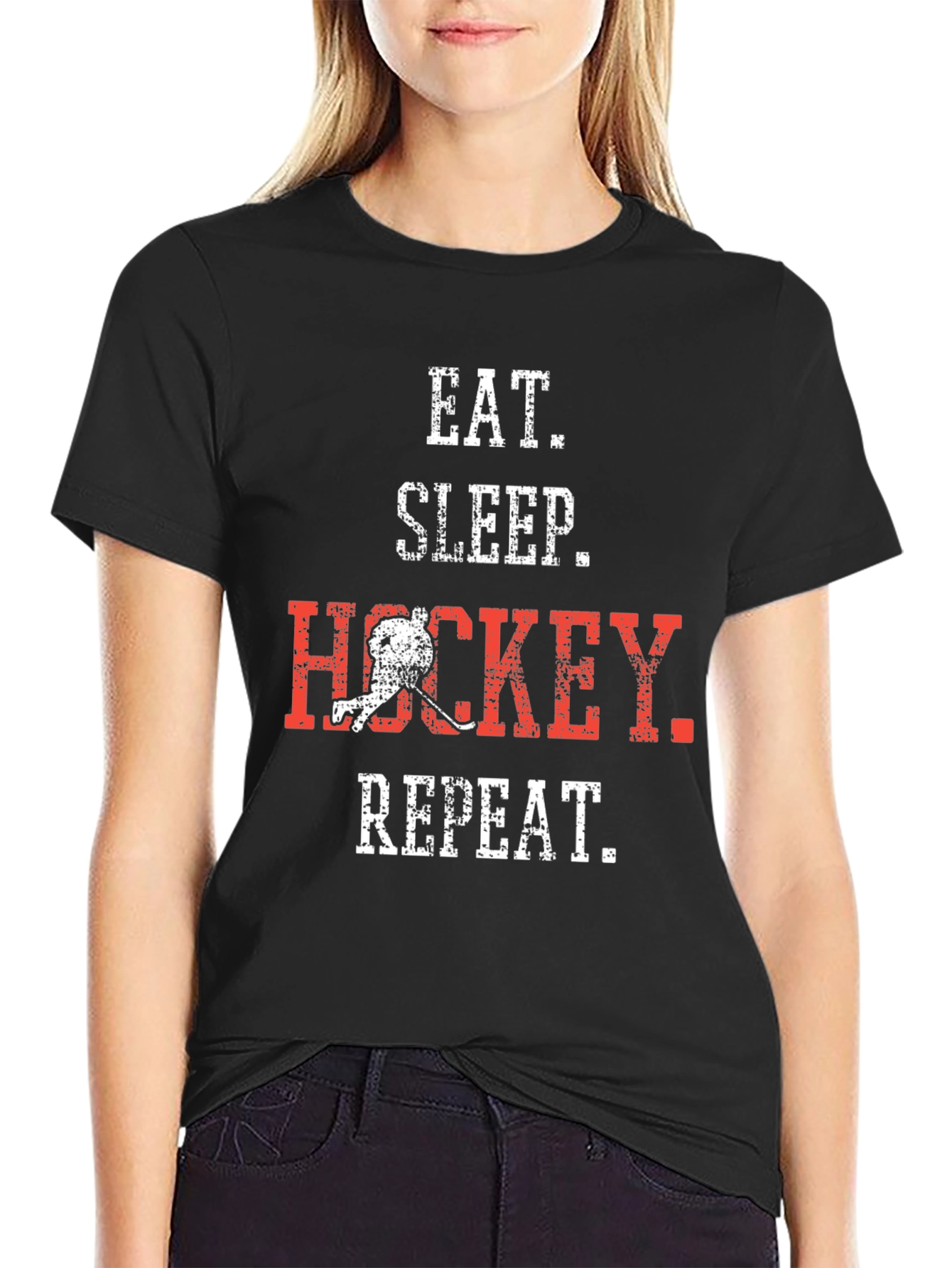 Eat Sleep Hockey Repeat Graphic Tee