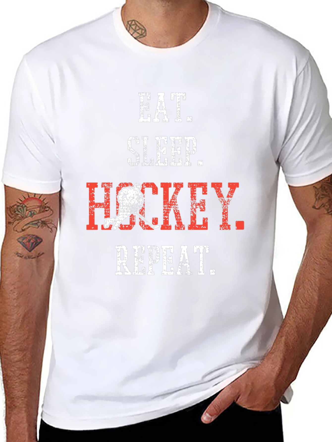 Eat Sleep Hockey Repeat Graphic Tee