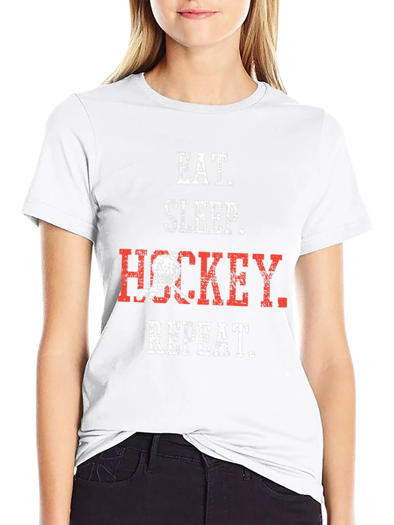 Eat Sleep Hockey Repeat Graphic Tee