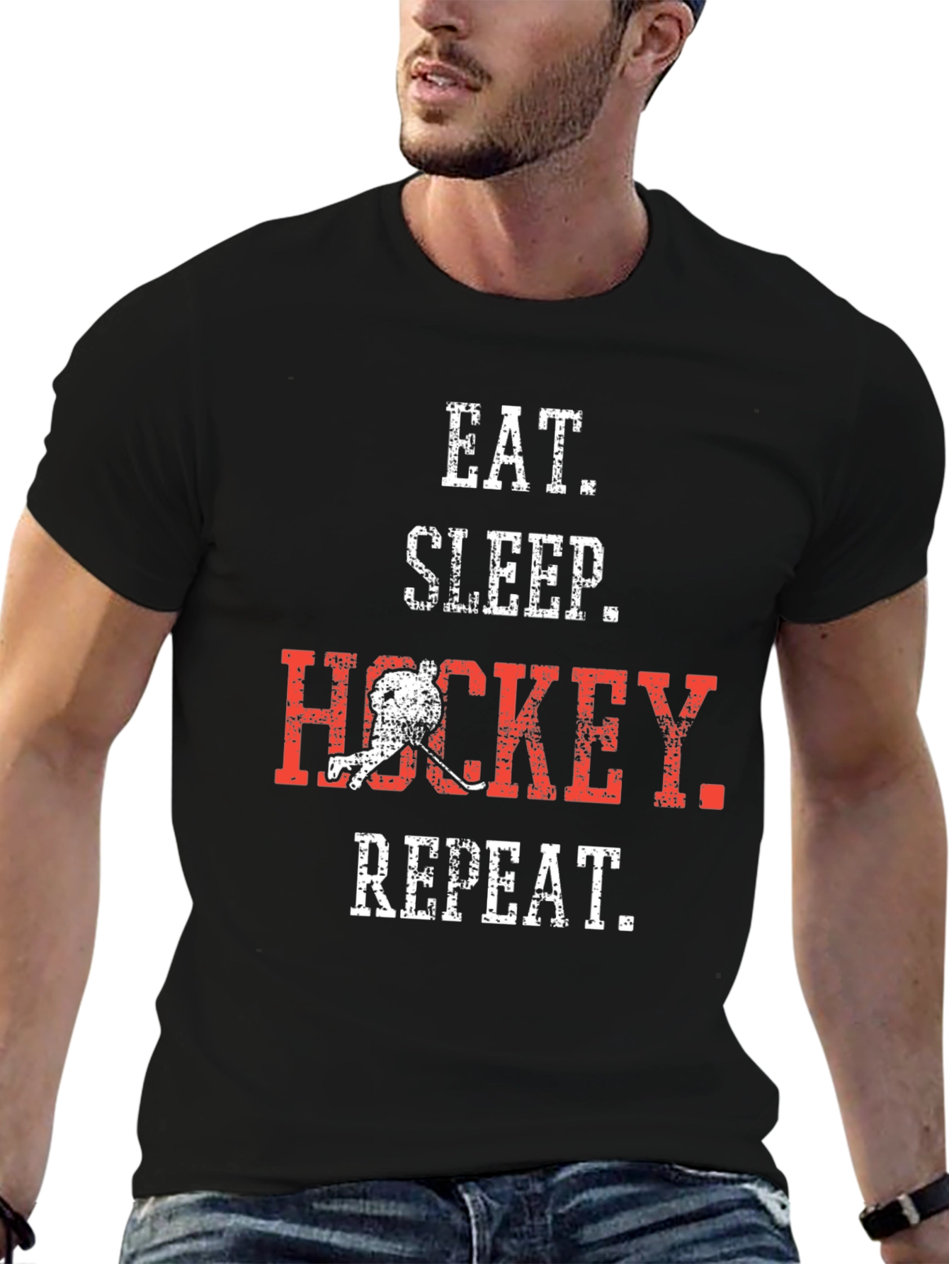Eat Sleep Hockey Repeat Graphic Tee