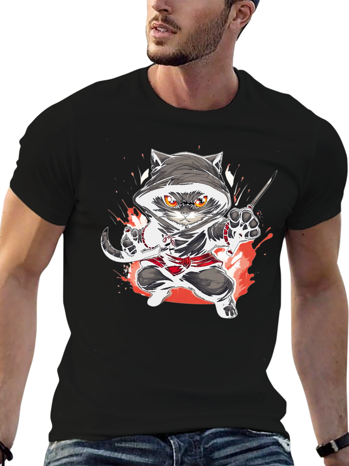 Ninja Cat Graphic T-Shirt