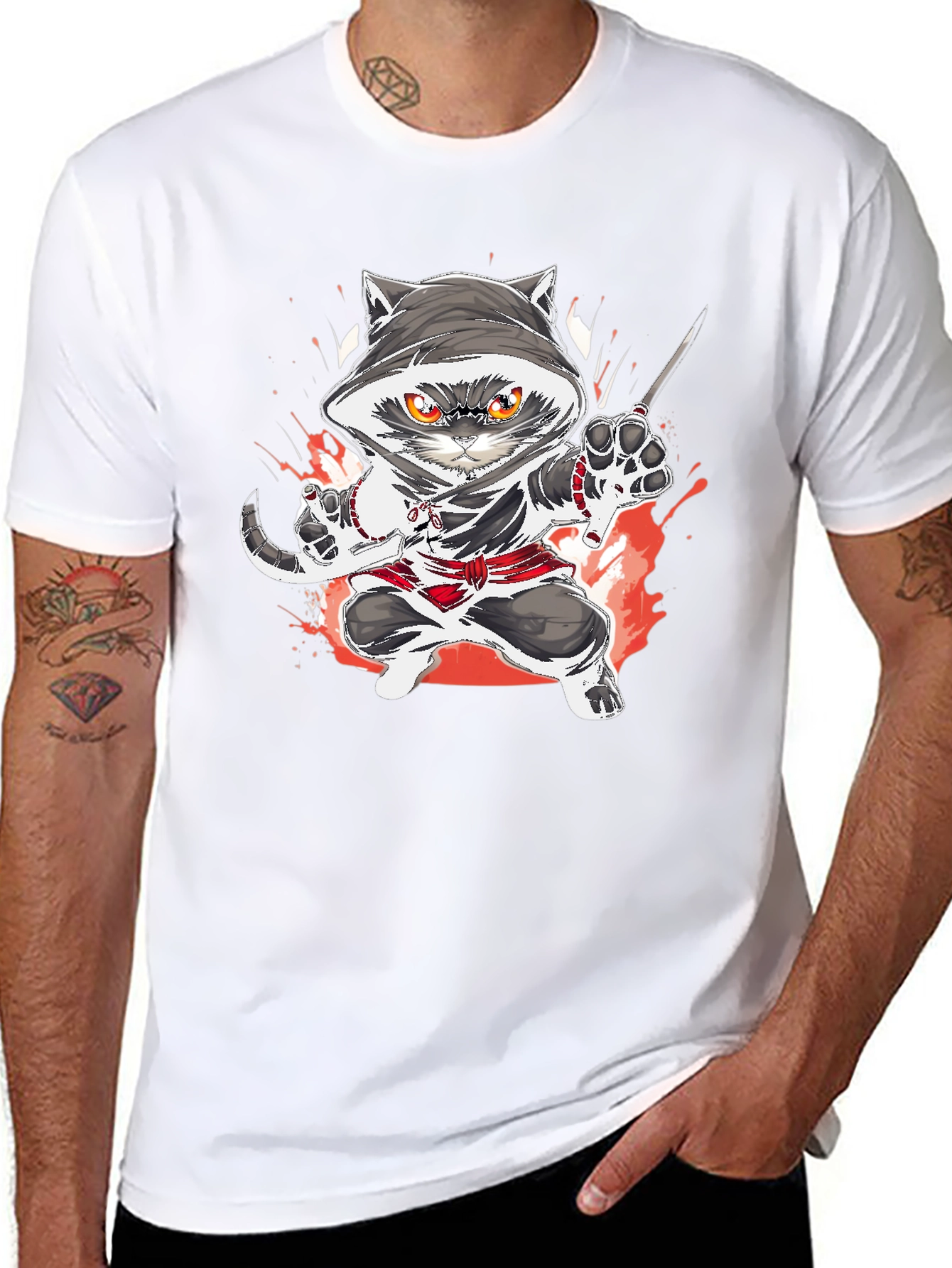 Ninja Cat Graphic T-Shirt