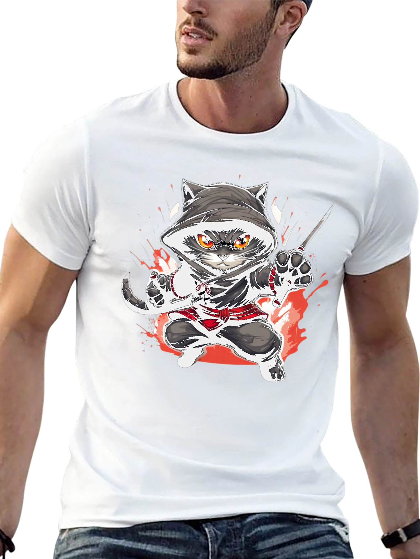 Ninja Cat Graphic T-Shirt