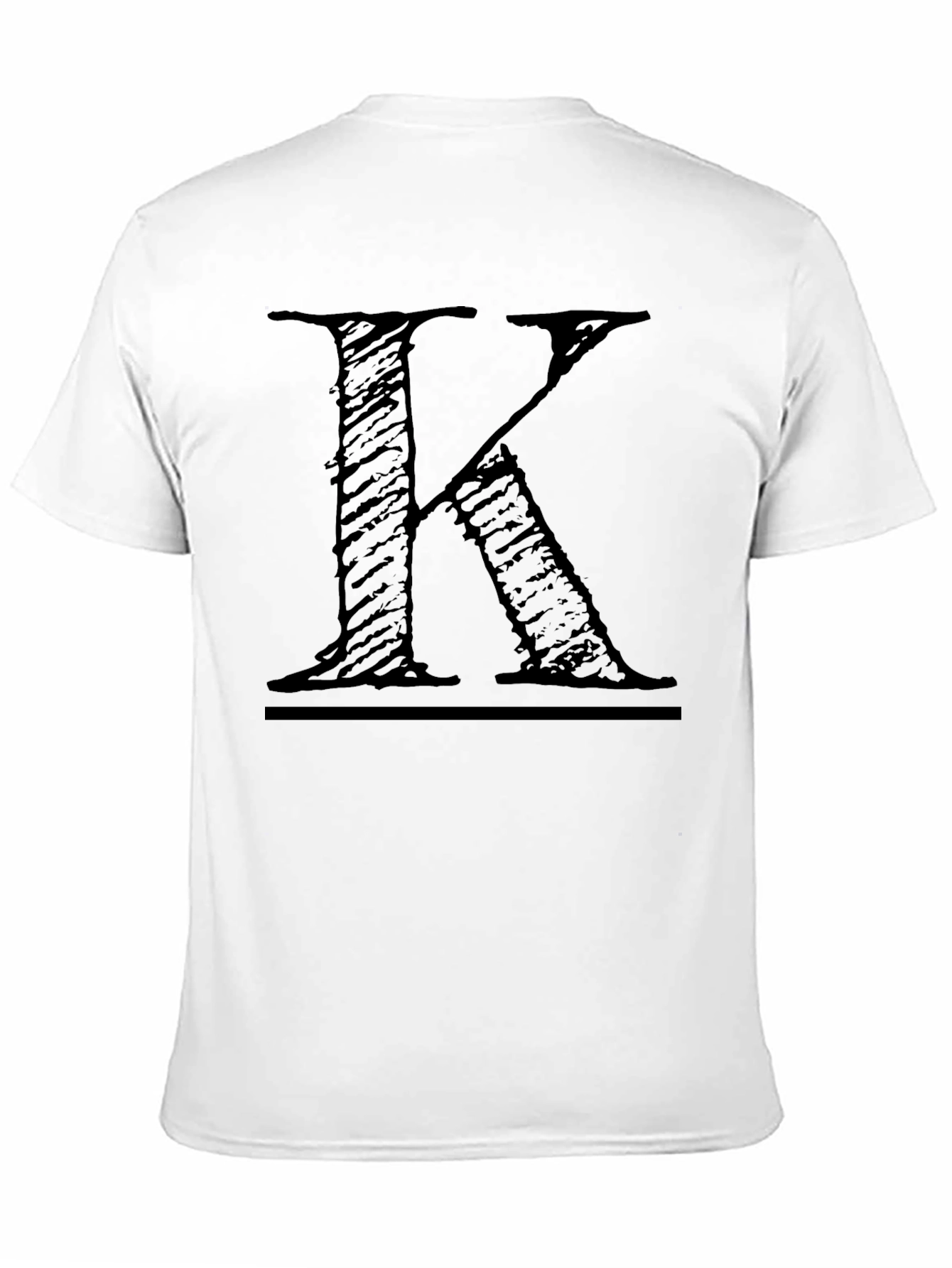 Mens Black T-Shirt with Distressed Letter K Design