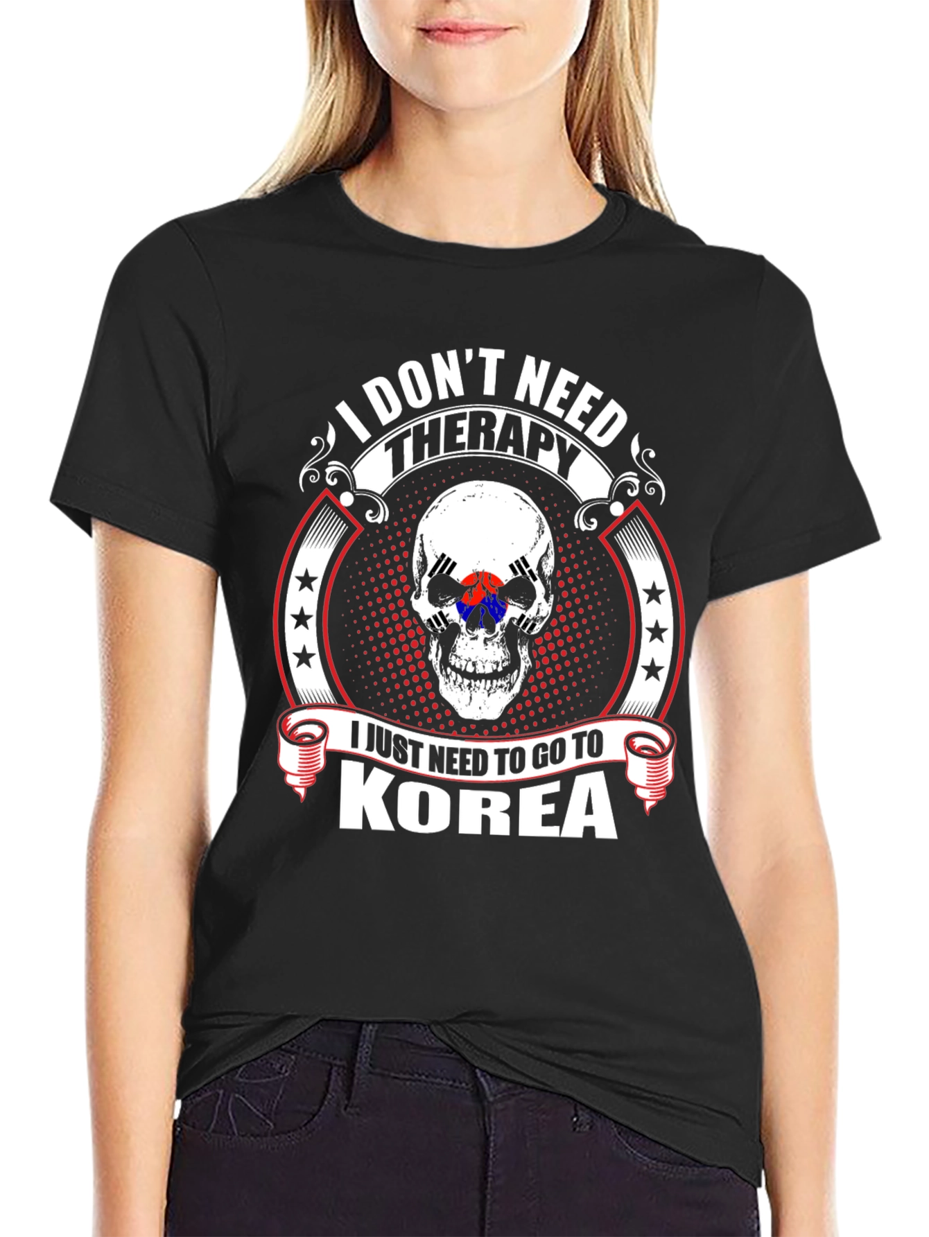 Korea Therapy Skull Graphic T-Shirt