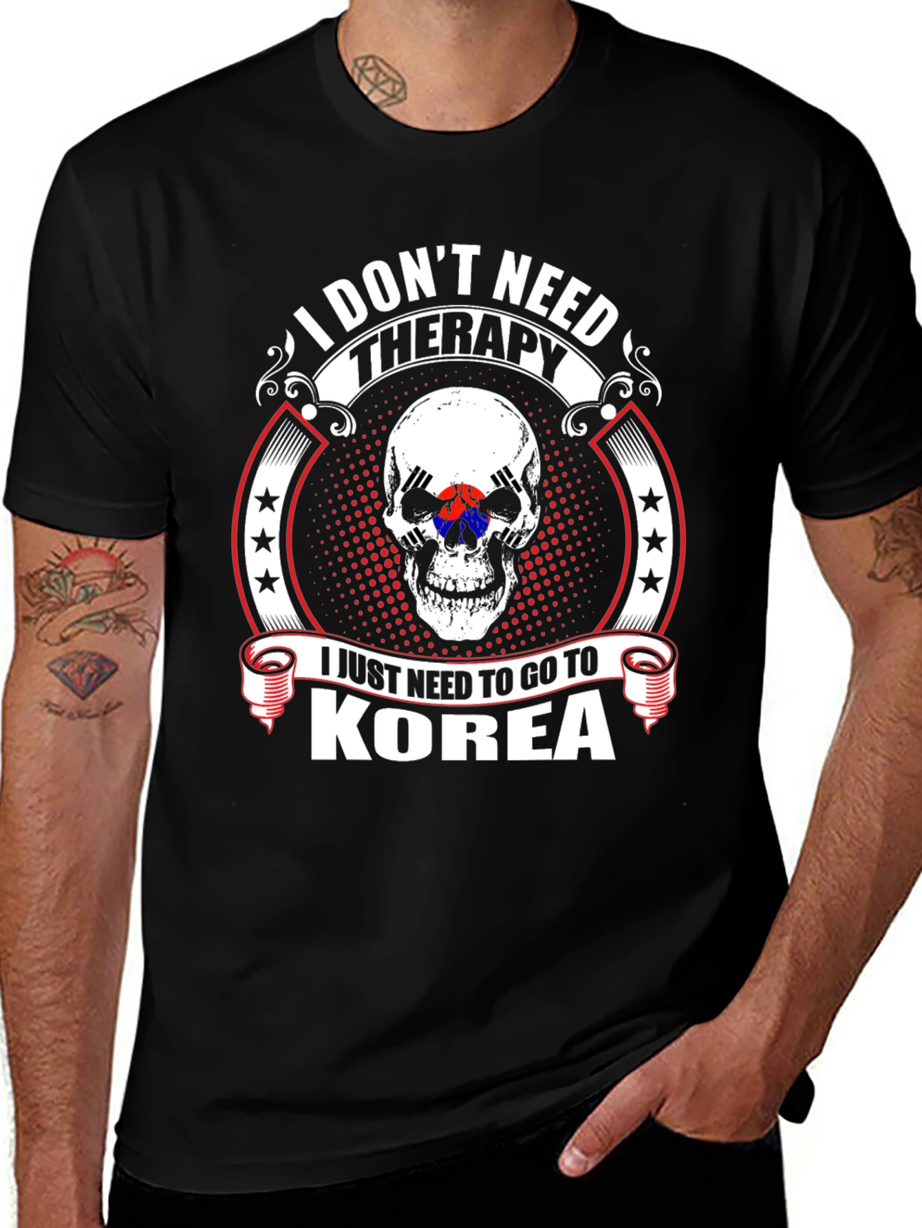 Korea Therapy Skull Graphic T-Shirt