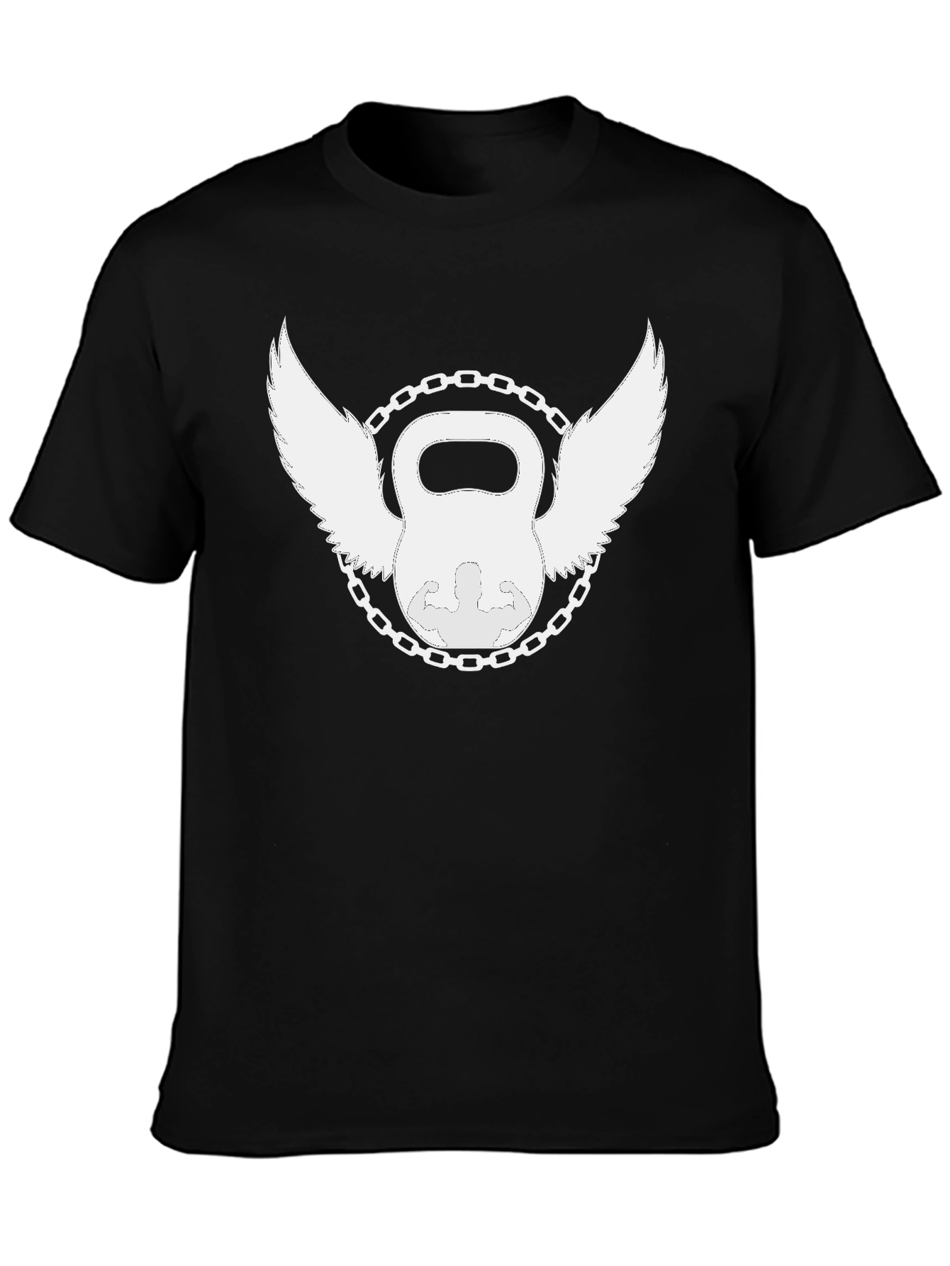 Winged Kettlebell Black T-Shirt - Gym Fitness Design
