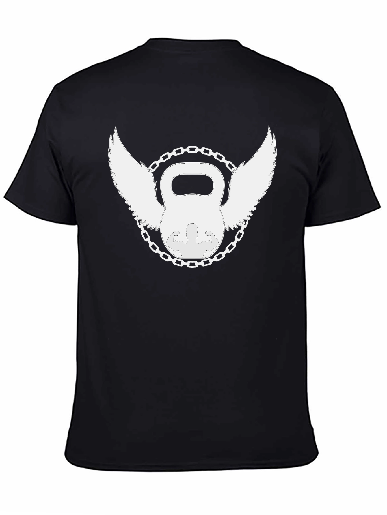 Winged Kettlebell Black T-Shirt - Gym Fitness Design