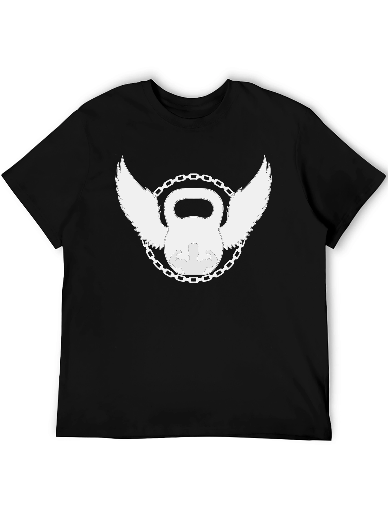Winged Kettlebell Black T-Shirt - Gym Fitness Design