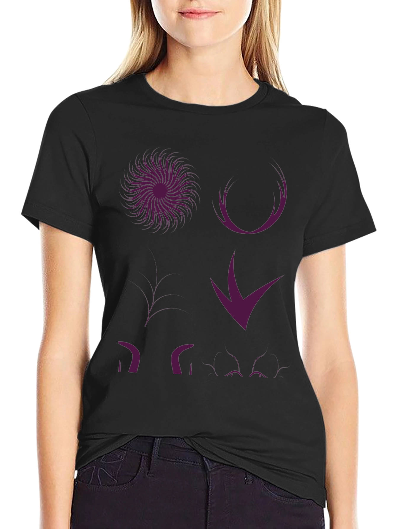 Graphic Print T-Shirt - Abstract Purple Design