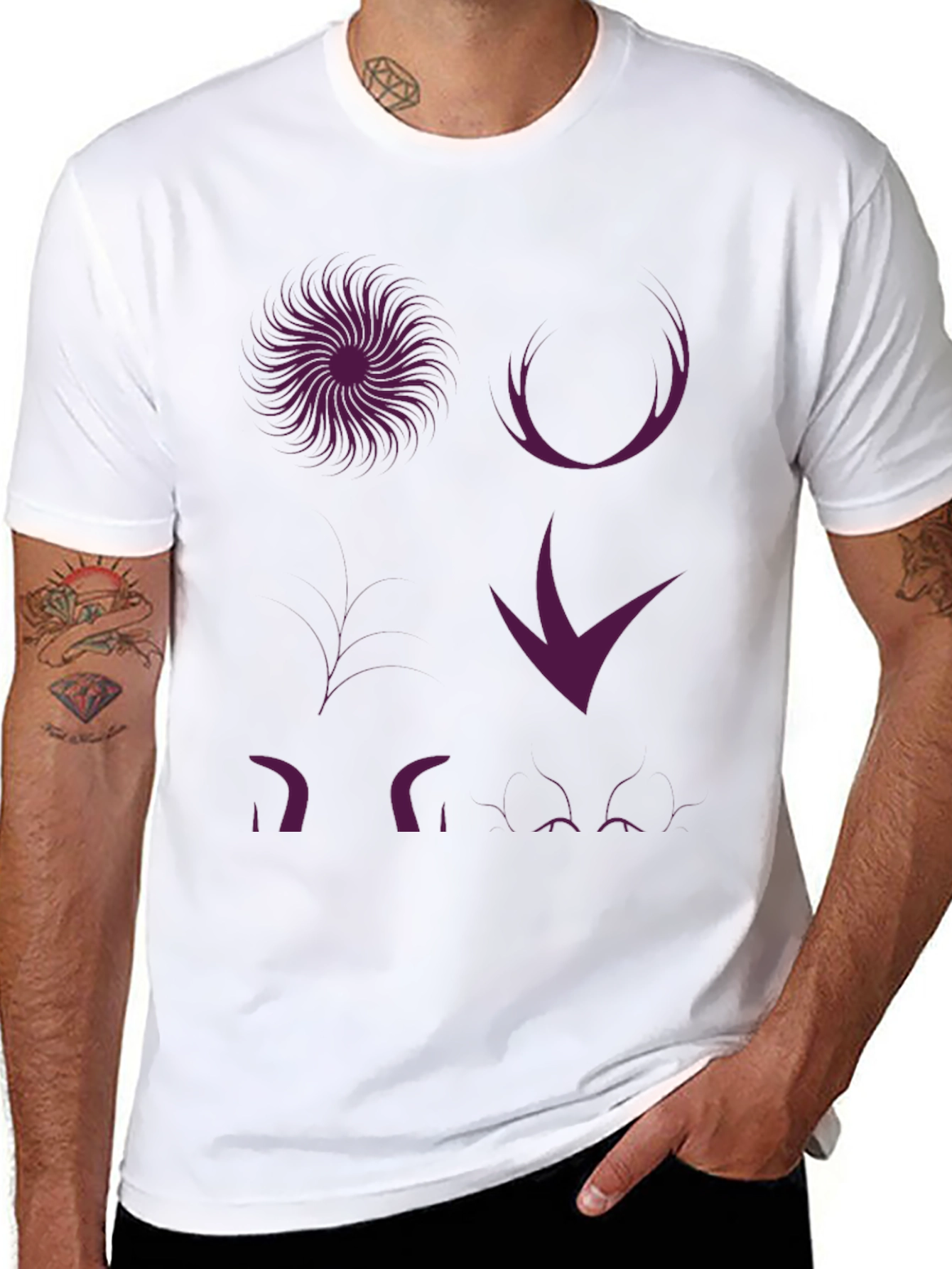 Graphic Print T-Shirt - Abstract Purple Design
