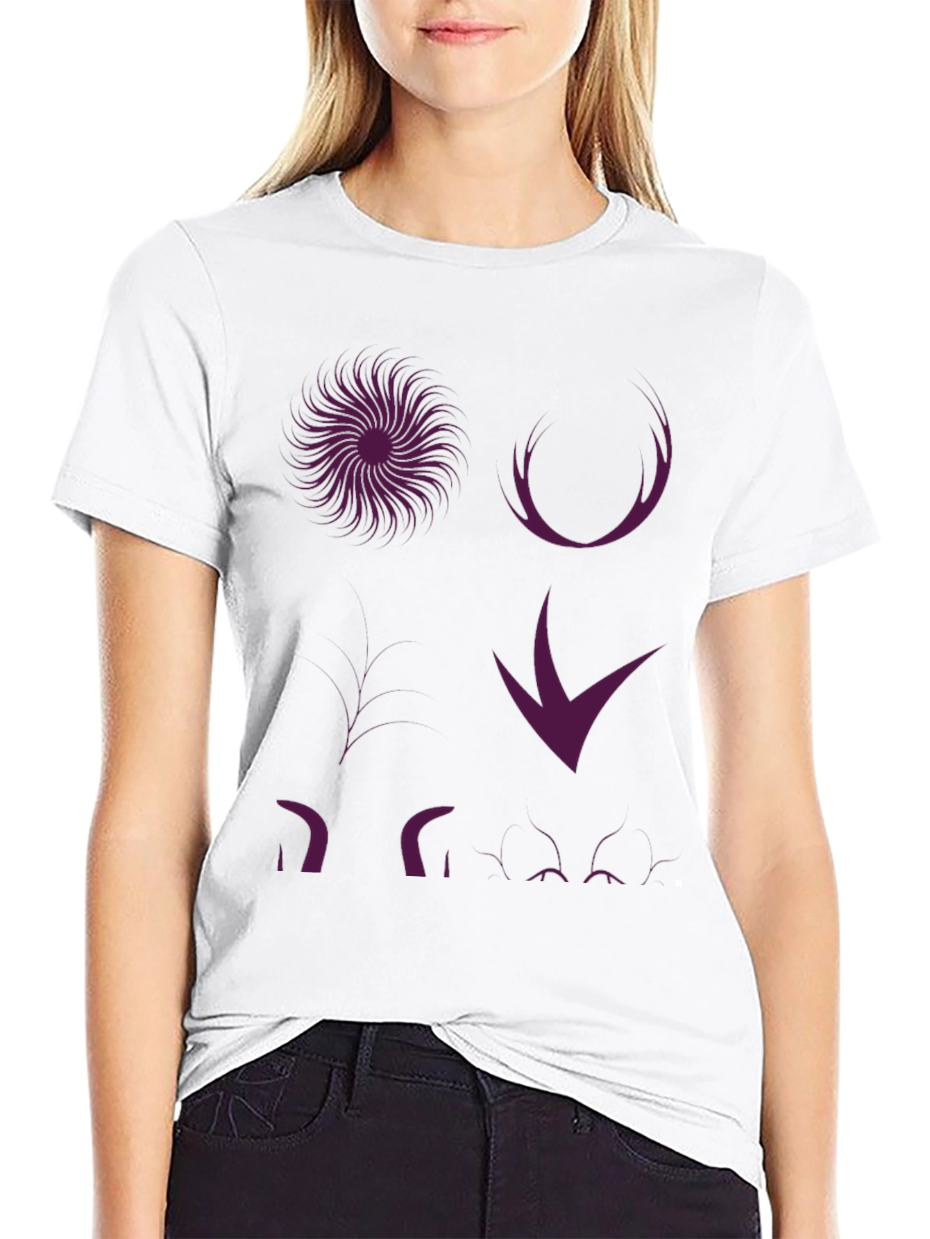Graphic Print T-Shirt - Abstract Purple Design