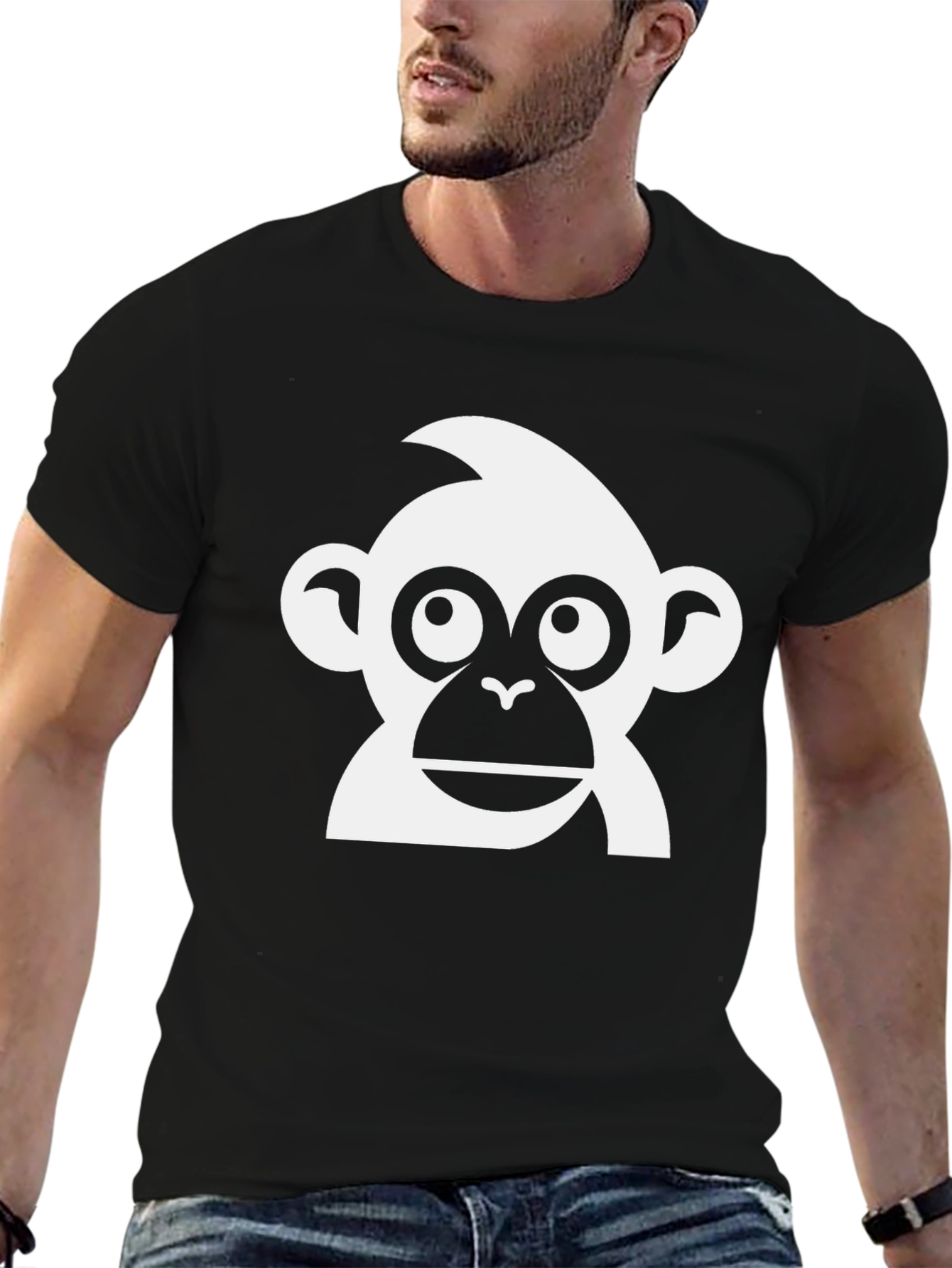 Monkey Graphic Tee - Black Cotton T-Shirt