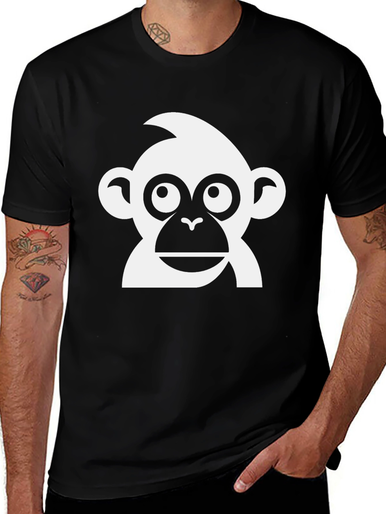 Monkey Graphic Tee - Black Cotton T-Shirt