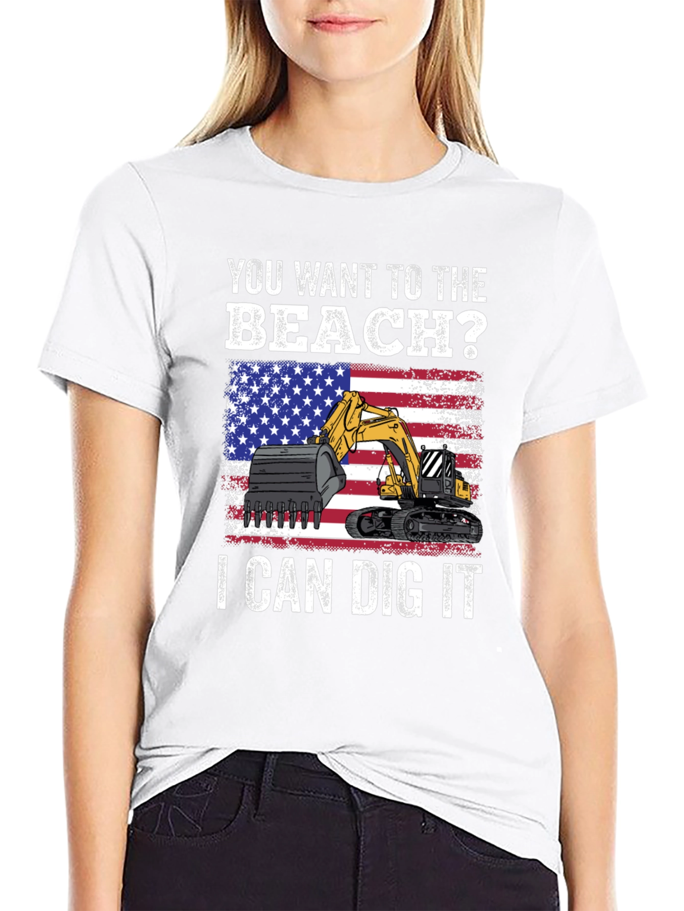 Beach Digger T-Shirt - Patriotic Excavator Tee