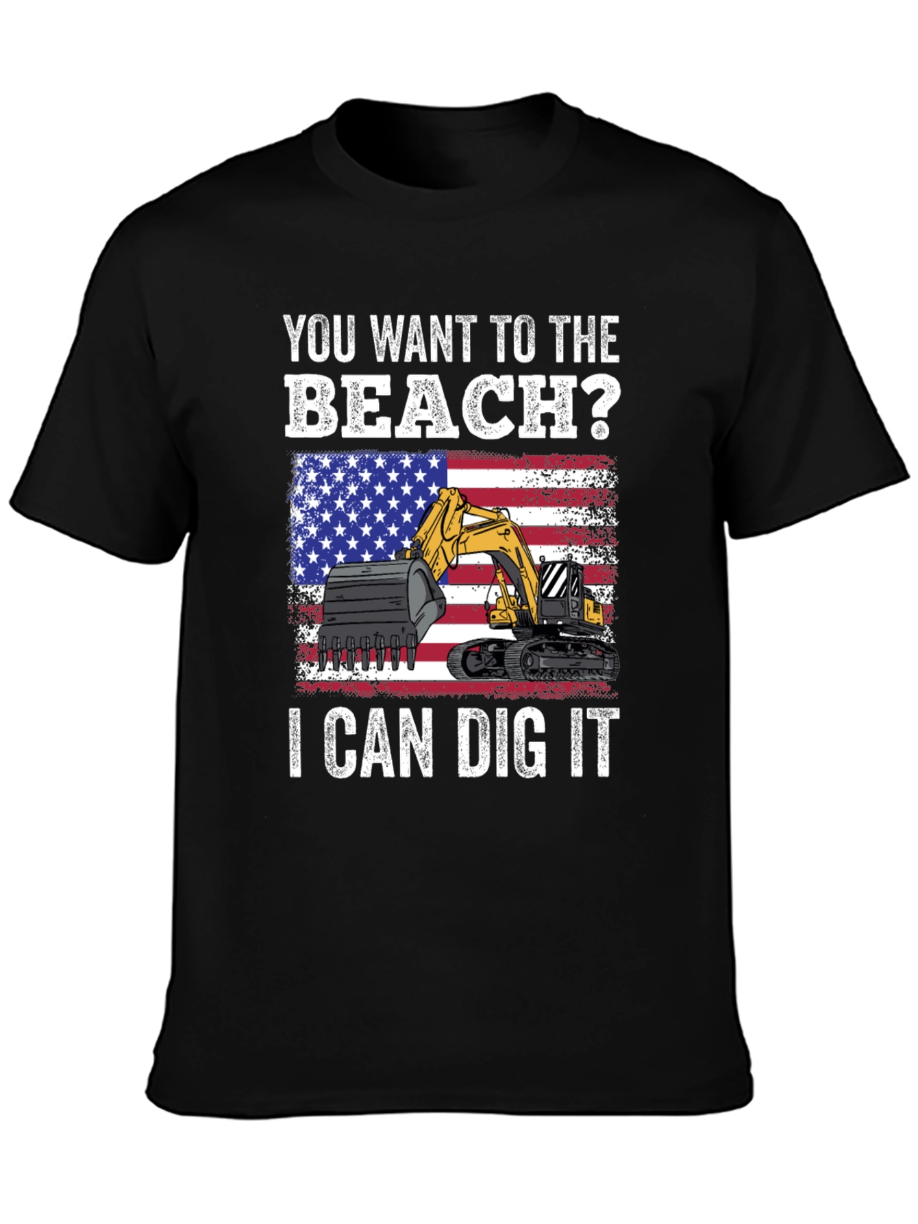 Beach Digger T-Shirt - Patriotic Excavator Tee