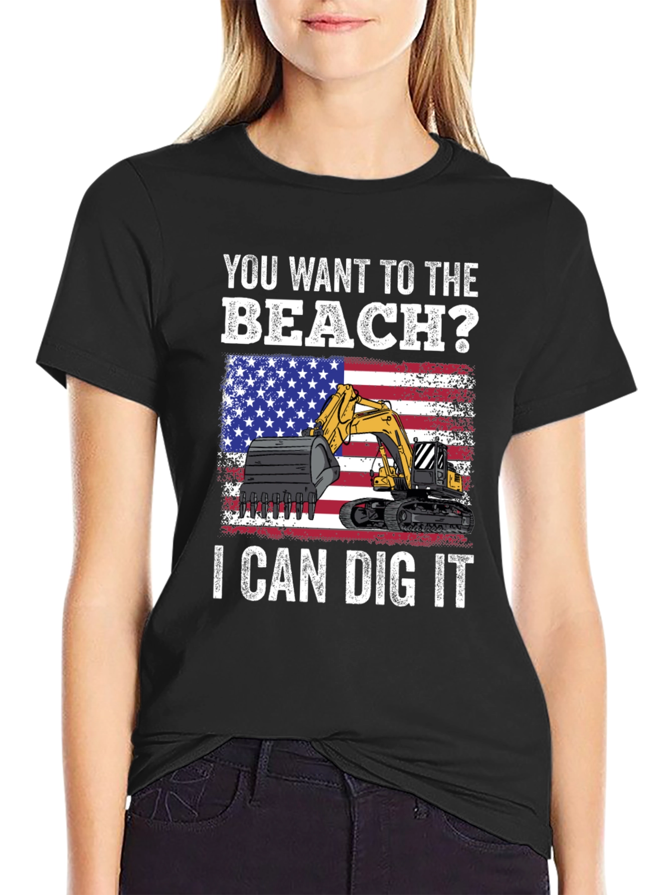 Beach Digger T-Shirt - Patriotic Excavator Tee