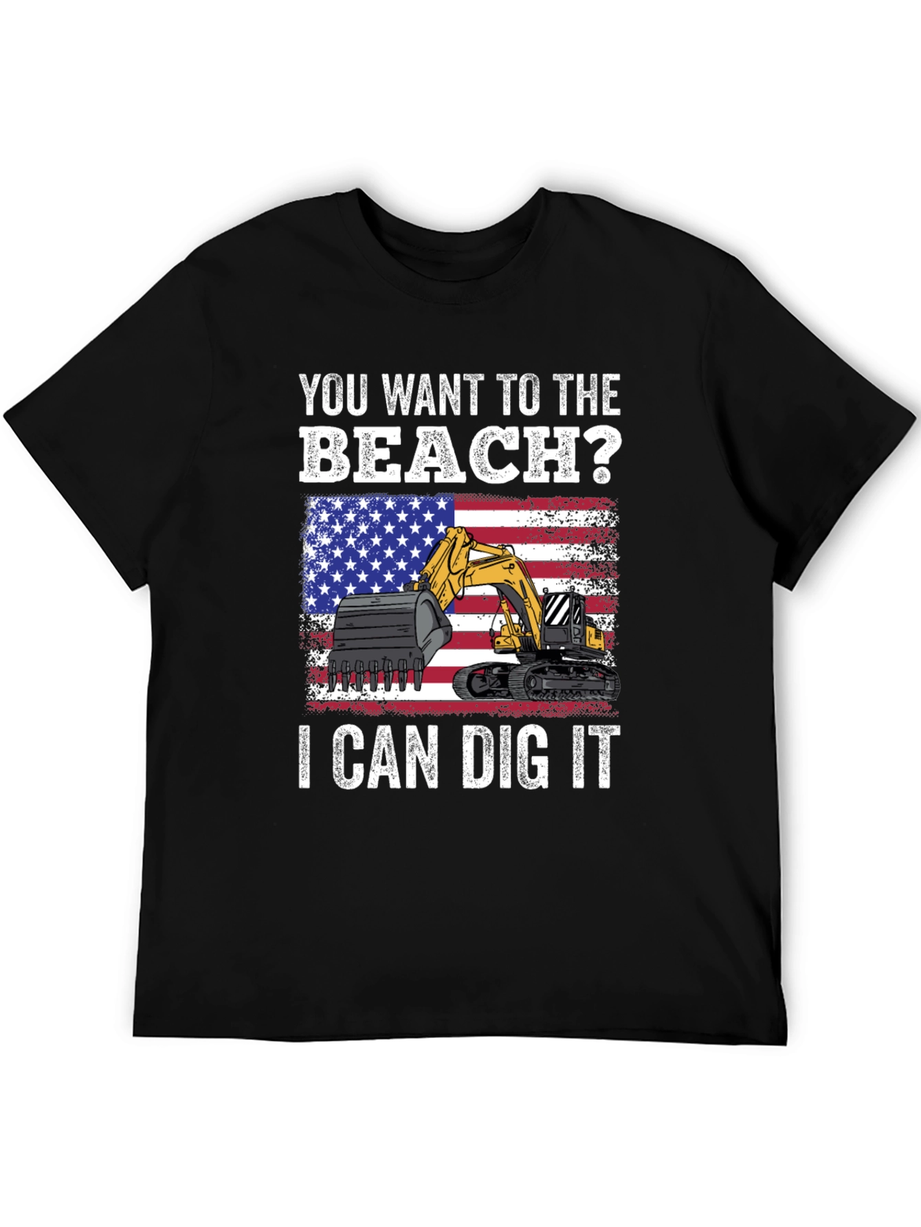 Beach Digger T-Shirt - Patriotic Excavator Tee